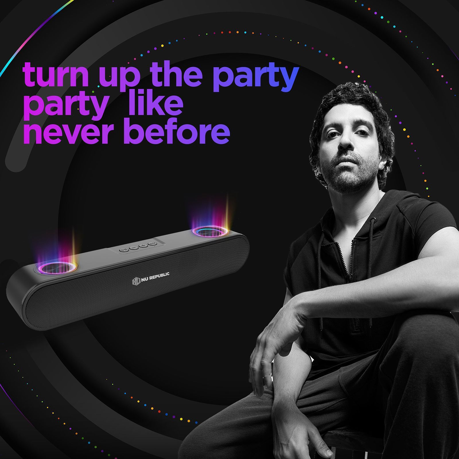 Nu Republic Party Box 16 16W Bluetooth Soundbar ( 360 Degree Surround Sound, 2.0 Channel, Black)_11