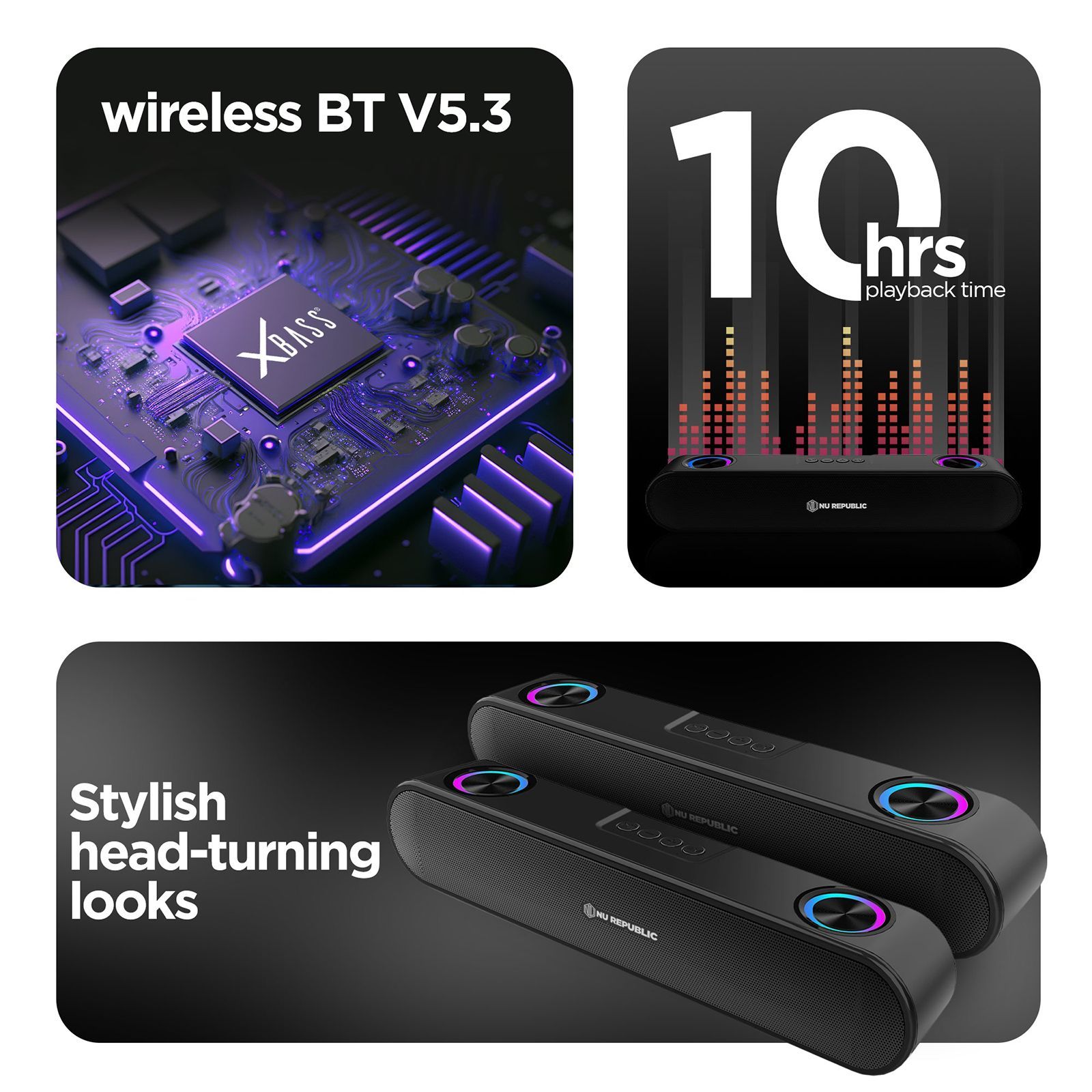 Nu Republic Party Box 16 16W Bluetooth Soundbar ( 360 Degree Surround Sound, 2.0 Channel, Black)_15