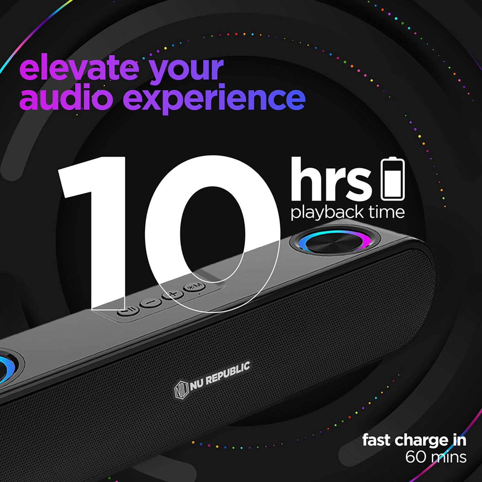 Nu Republic Party Box 16 16W Bluetooth Soundbar ( 360 Degree Surround Sound, 2.0 Channel, Black)_7