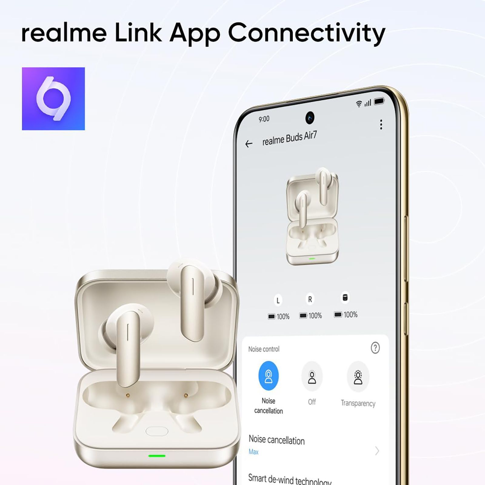 realme Buds Air7 TWS Earbuds with Active Noise Cancellation (IP55 Water Resistant, 360 Degree Spatial Sound, Ivory Gold)_10