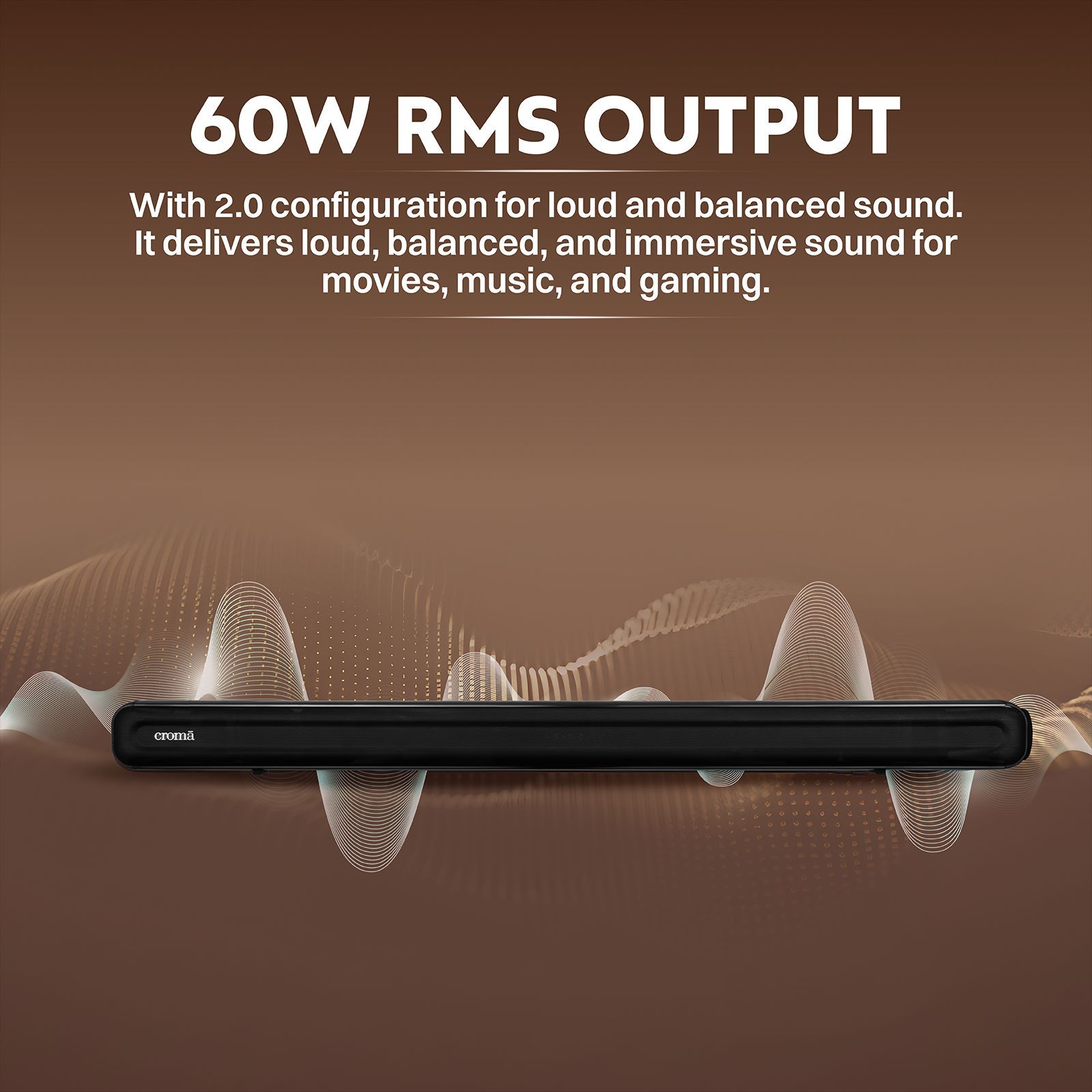 Croma 60W Bluetooth Soundbar with Remote Control (Stereo Sound, 2.0 Channel, Premium Black) Croma 60W Bluetooth Soundbar with Remote Control (Stereo Sound, 2.0 Channel, Premium Black)_4