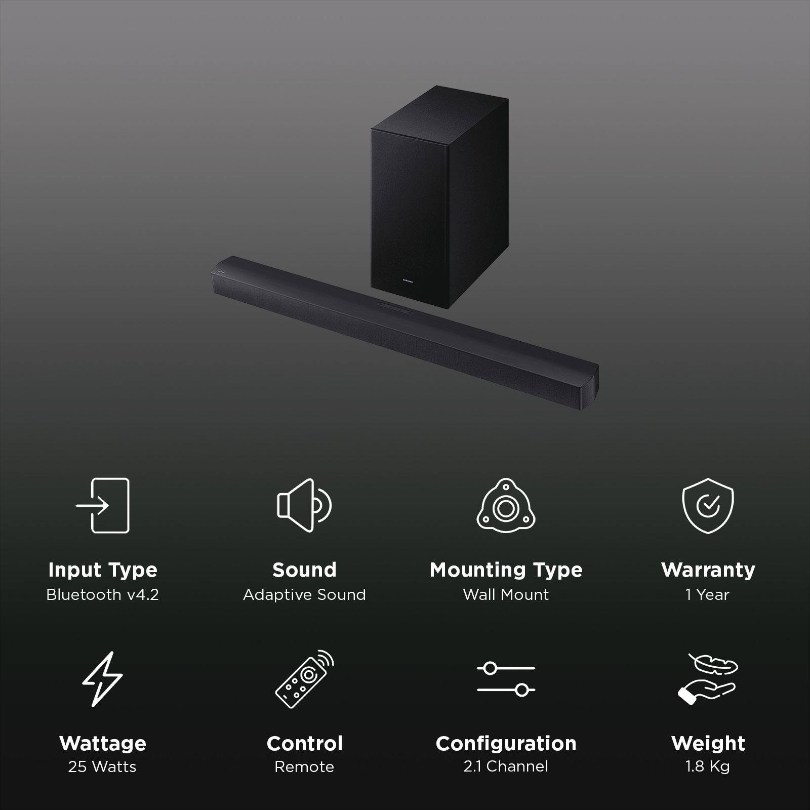 SAMSUNG B-series 300W Bluetooth Soundbar with Remote (Dolby Audio & DTS Virtual:X, 2.1 Channel, Titan Black)_2