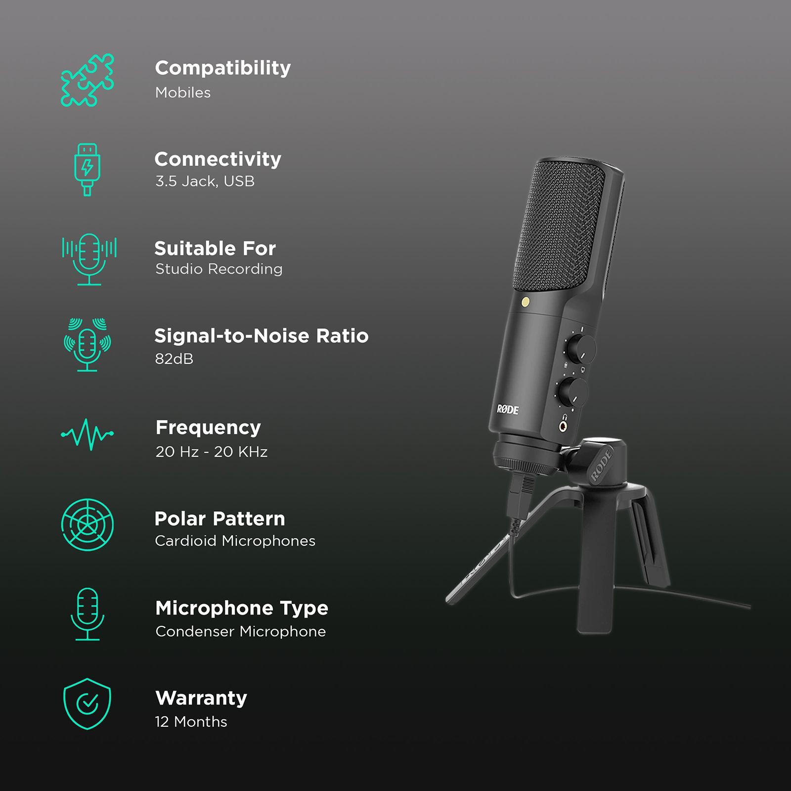 RODE NT-USB 3.5 Jack & USB Wired Microphone with Professional Pop Filter (Black) RODE NT-USB 3.5 Jack & USB Wired Microphone with Professional Pop Filter (Black)_2
