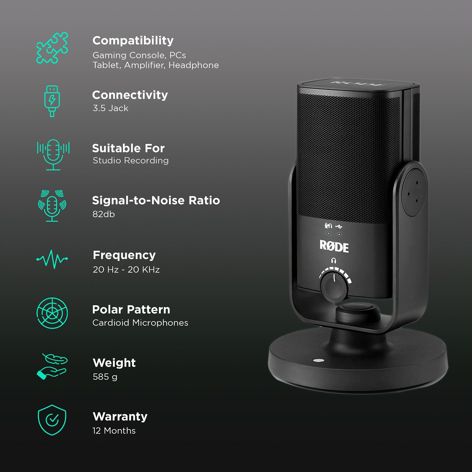 RODE NT-USB Mini 3.5 Jack Wired Microphone with 360 Degree Range Pickup (Black)_2