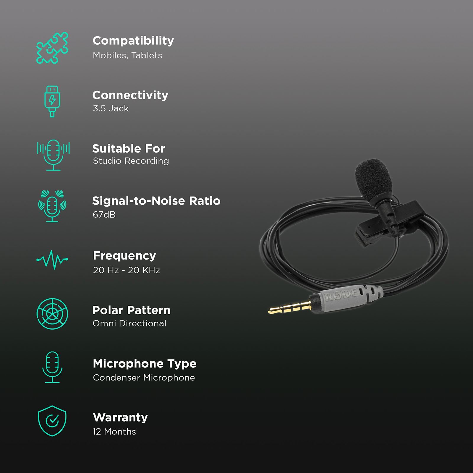 RODE SmartLav+ 3.5 Jack Wired Microphone with Crisp & Clear Audio (Black)_2