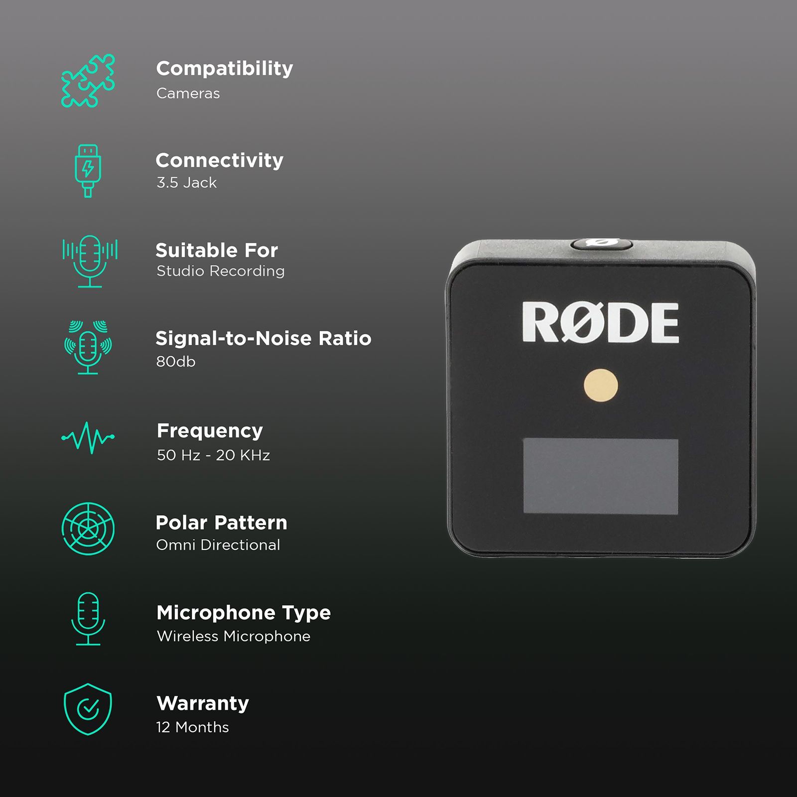 RODE Wireless GO 3.5 Jack Wireless Microphone with Crystal Clear Audio (Black)_2