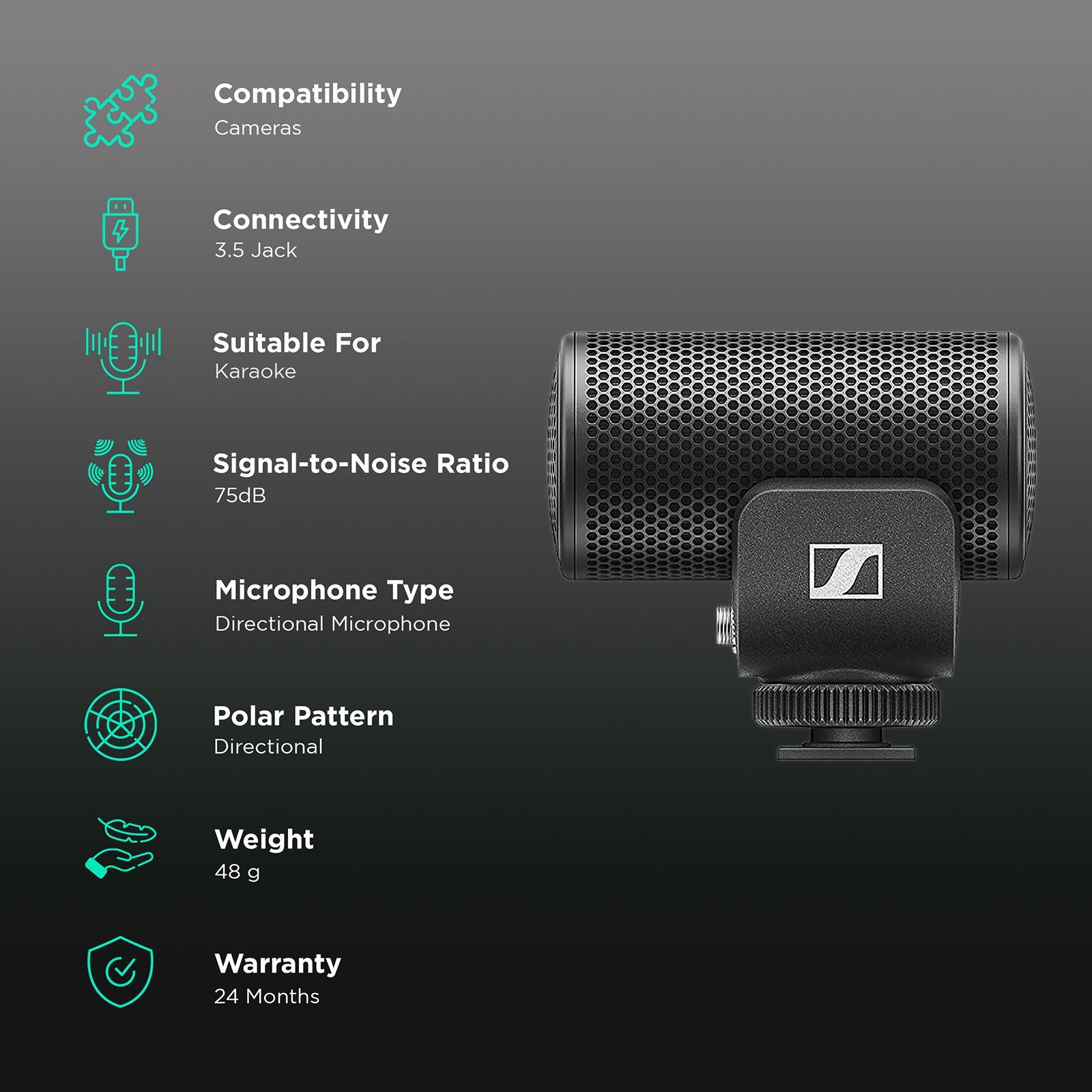 SENNHEISER MKE 200 3.5 Jack Wired Microphone with Integrated Wind Protection (Black)_2