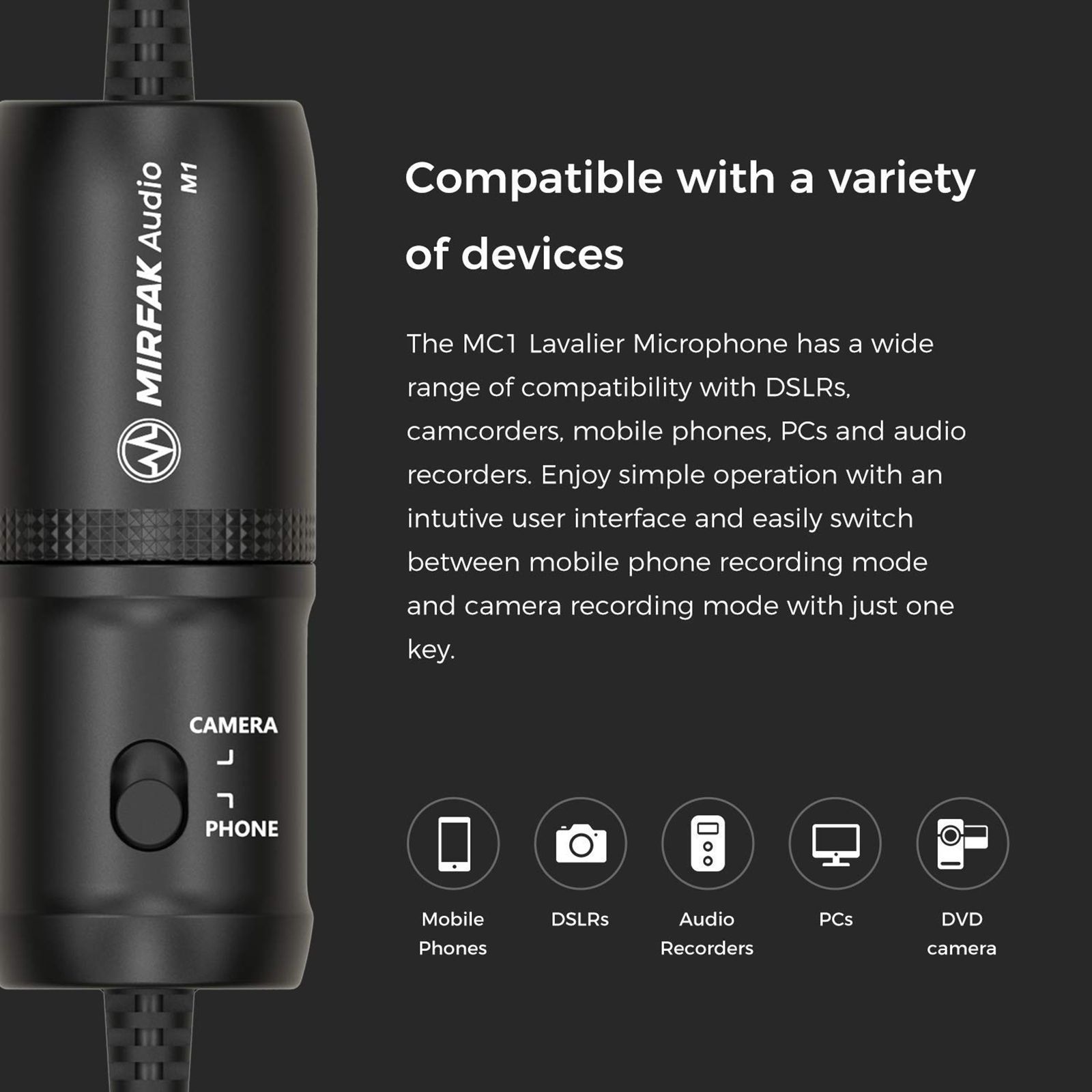 MIRFAK 3.5 Jack Wired Microphone with Intelligent Noise Reduction (Black)_8