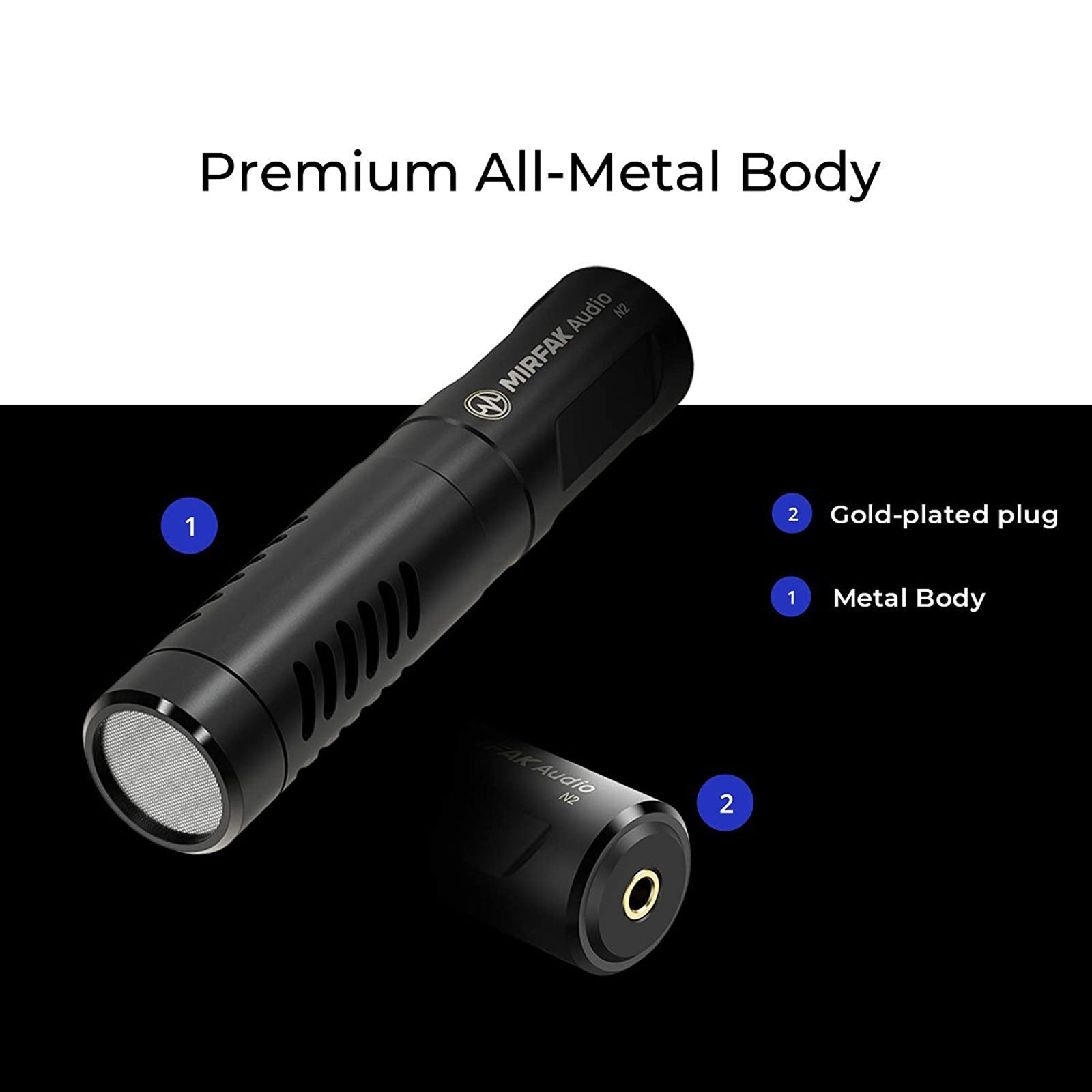 MIRFAK N2 3.5 Jack Wired Microphone with Cardioid Sound (Black)_4