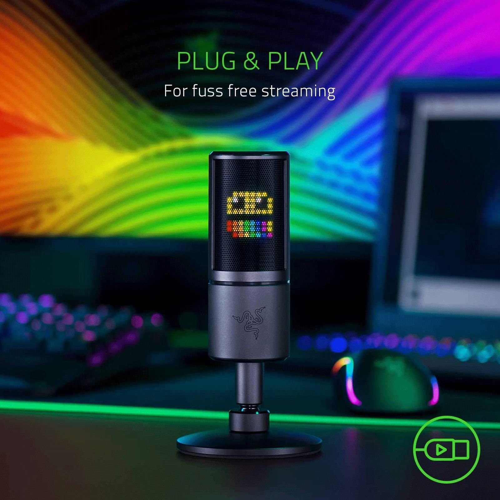 RAZER Seiren Emote USB Wired Microphone with Built-in Shock Mount (Black) RAZER Seiren Emote USB Wired Microphone with Built-in Shock Mount (Black)_5