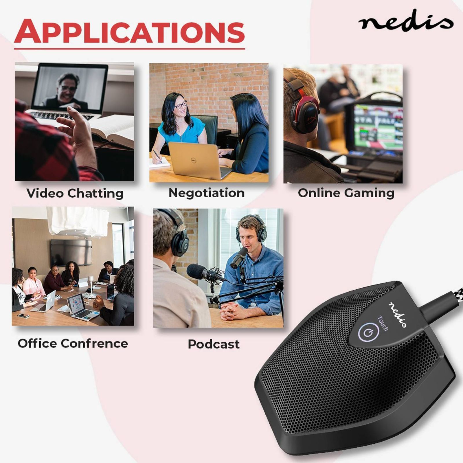 nedis Hanging Wired Microphone (Built-In Filter Sponge, MICCU100BK, Black)_11