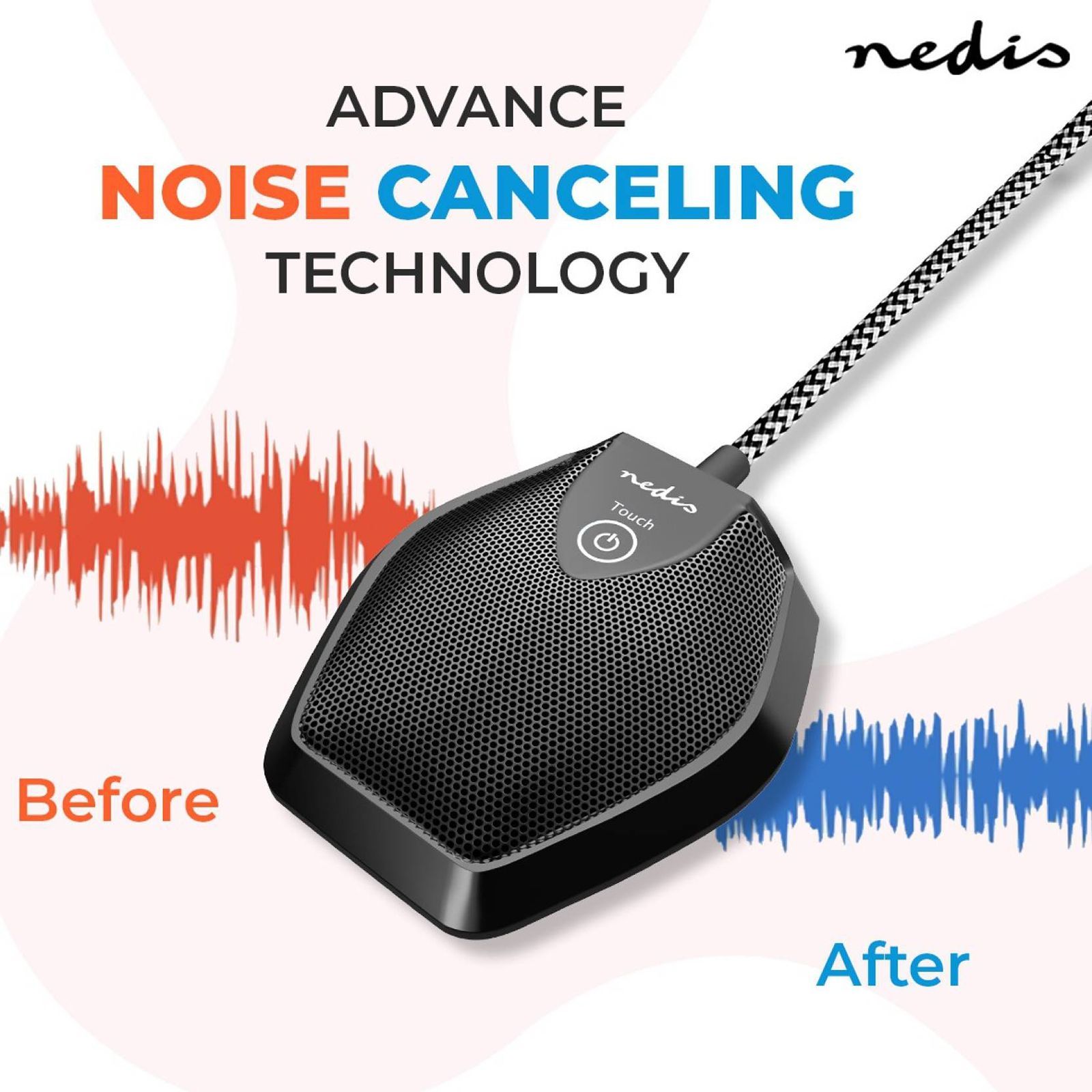 nedis Hanging Wired Microphone (Built-In Filter Sponge, MICCU100BK, Black)_6