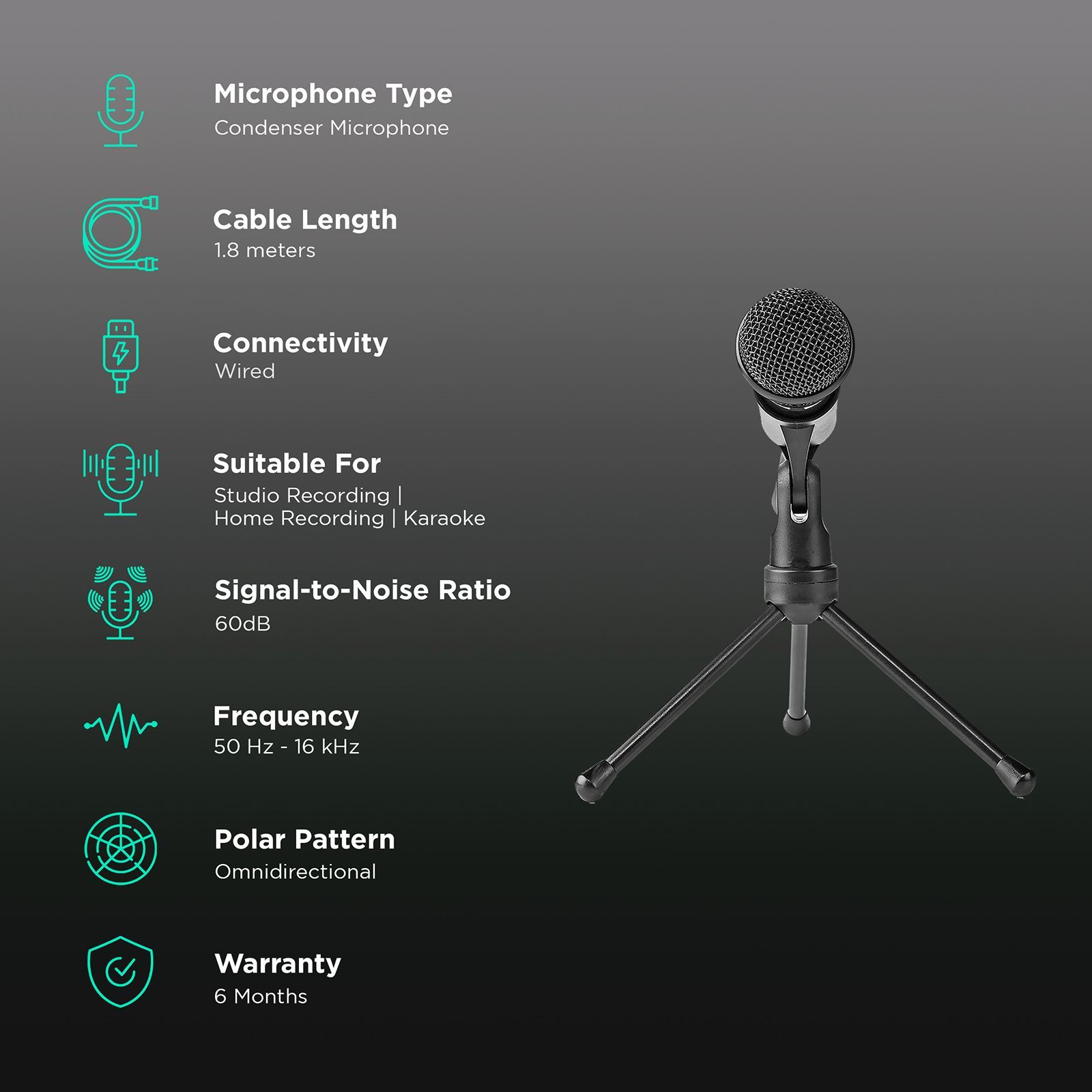 nedis Gooseneck Wired Condenser Microphone (Super Versatile, MICTJ100BK, Black)_2