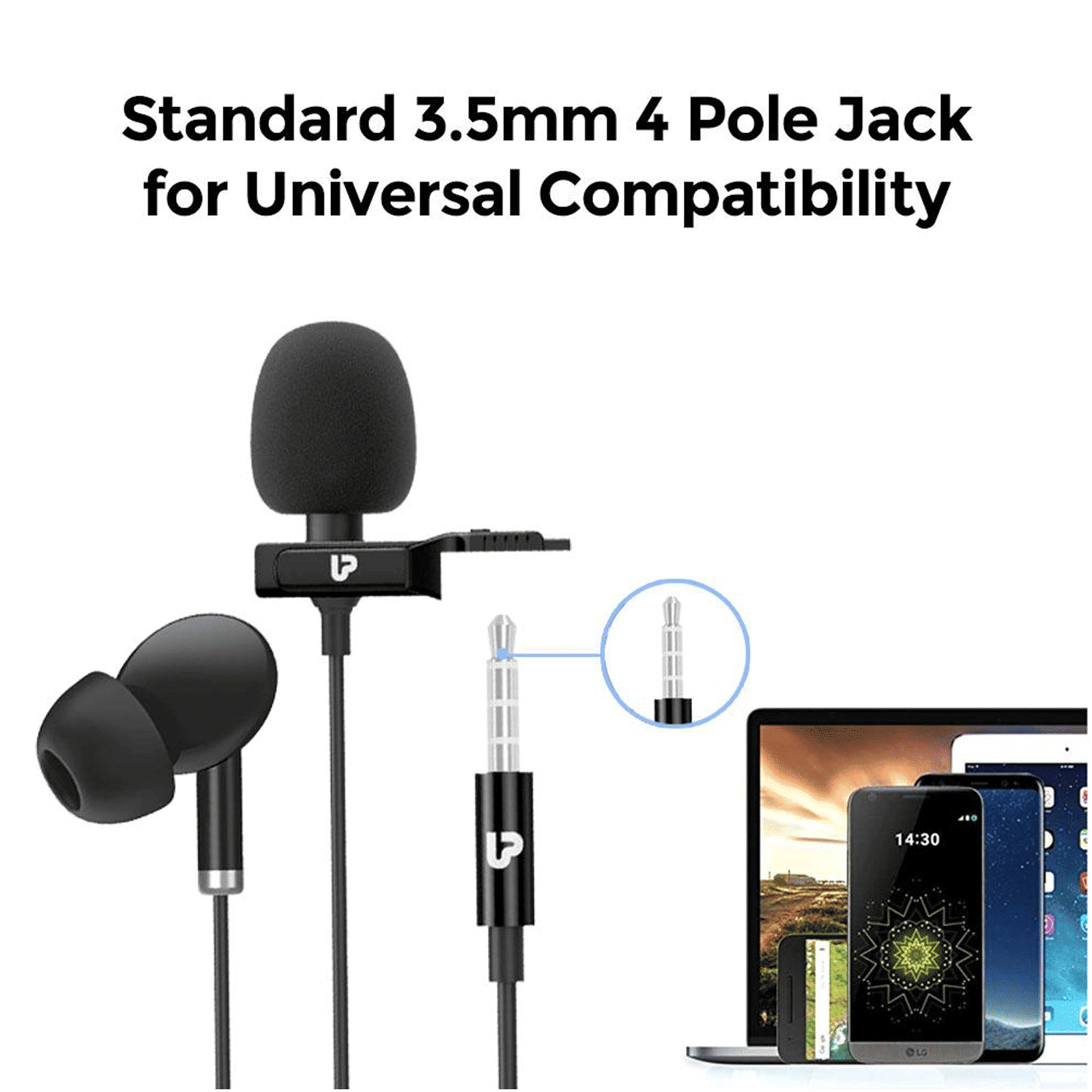 ultraprolink ProLAV 3.5 Jack Wired Microphone with Premium Lapel Clip (Black)_8