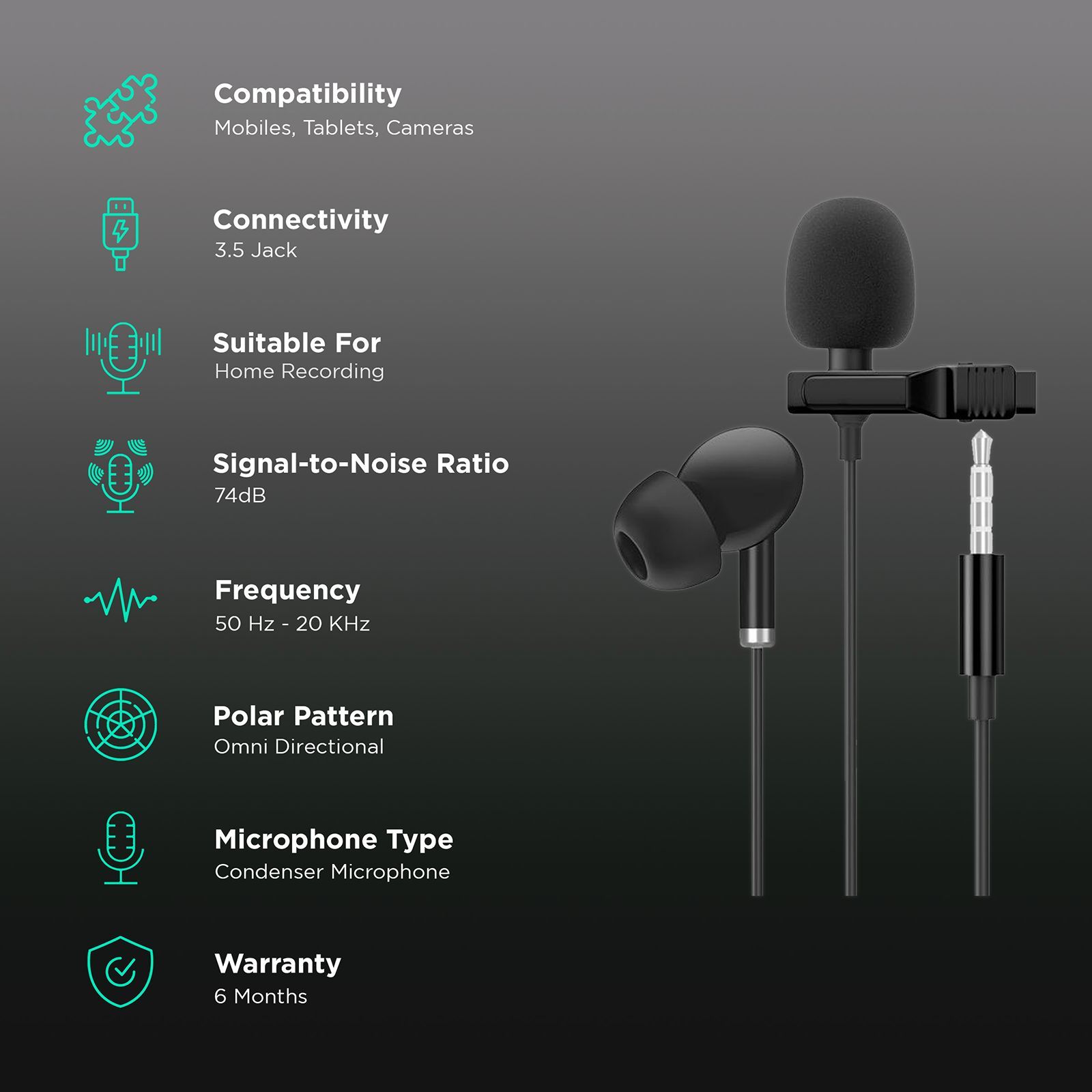 ultraprolink ProLAV 3.5 Jack Wired Microphone with Premium Lapel Clip (Black)_2