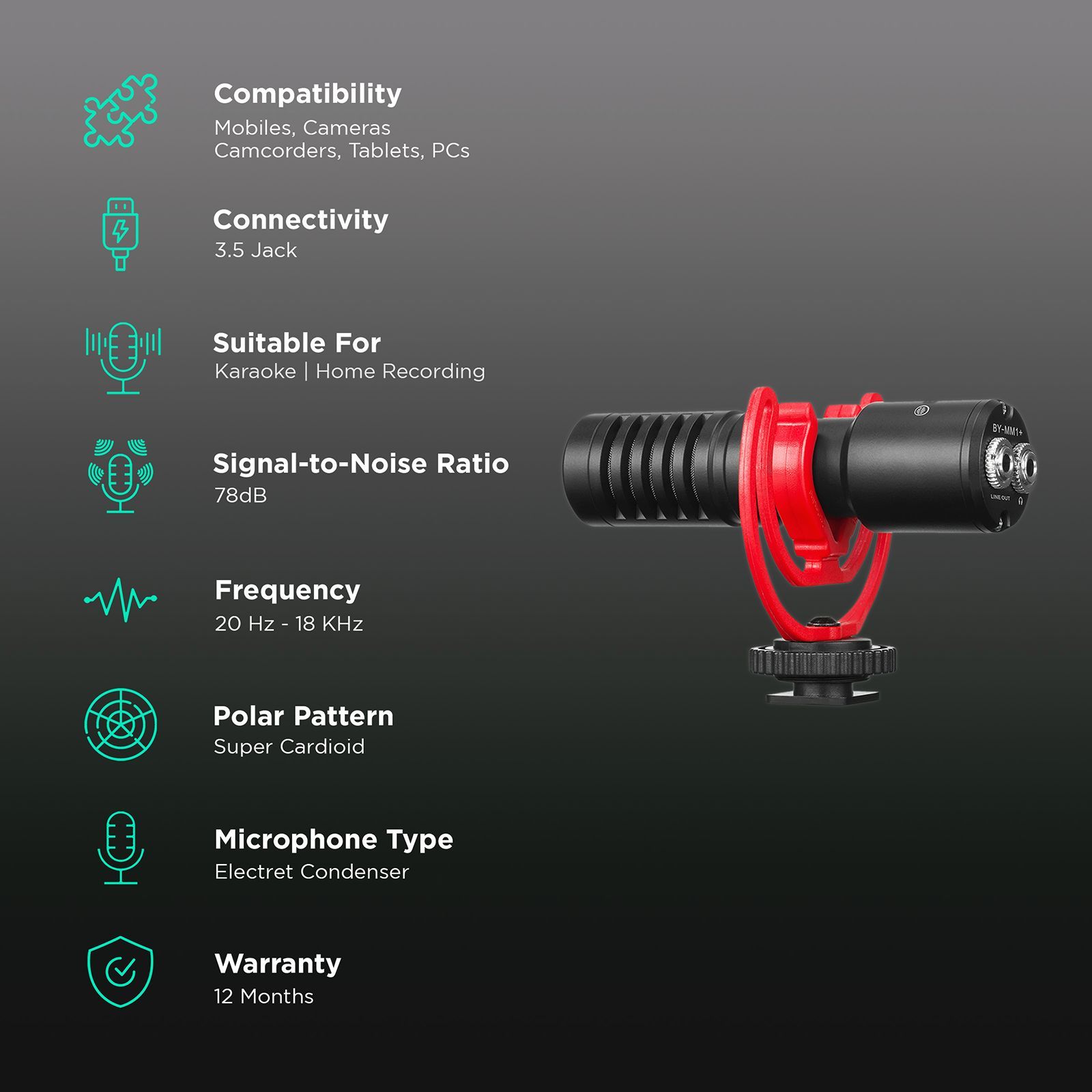 Boya 3.5 Jack Wired Microphone with Noise Cancellation (Black)_2