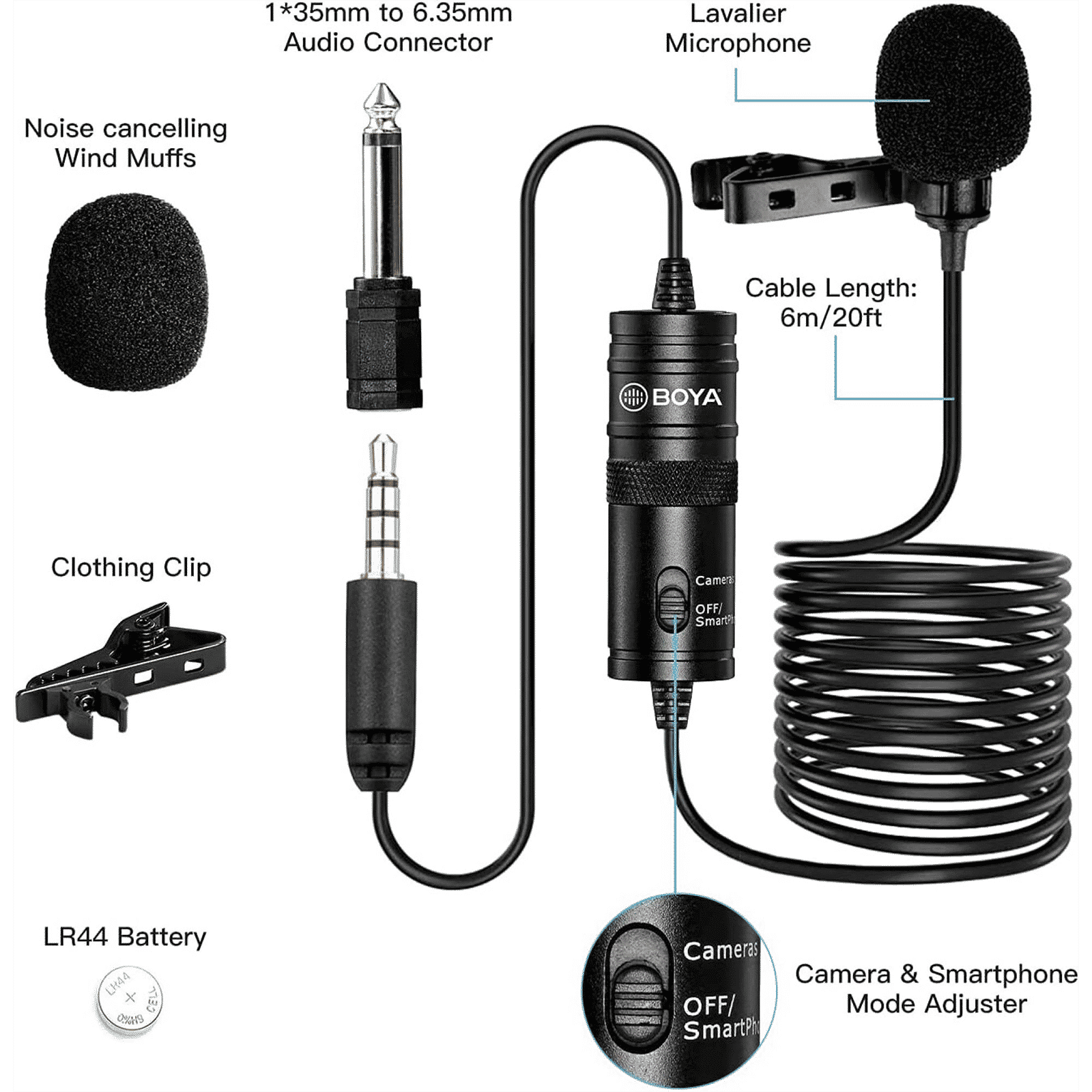 Boya 3.5 Jack Wired Microphone with 360 Degree Range Pickup (Black)_13