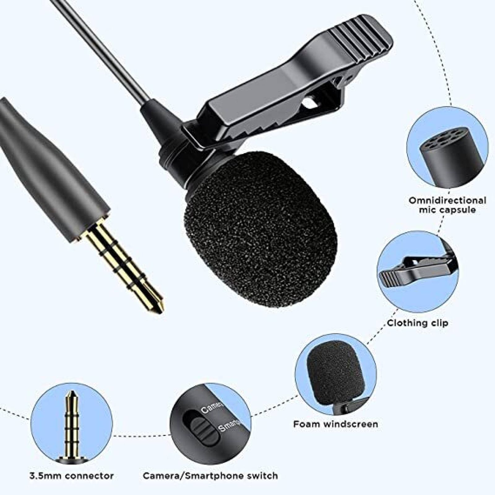 Boya 3.5 Jack Wired Microphone with 360 Degree Range Pickup (Black) Boya 3.5 Jack Wired Microphone with 360 Degree Range Pickup (Black)_11