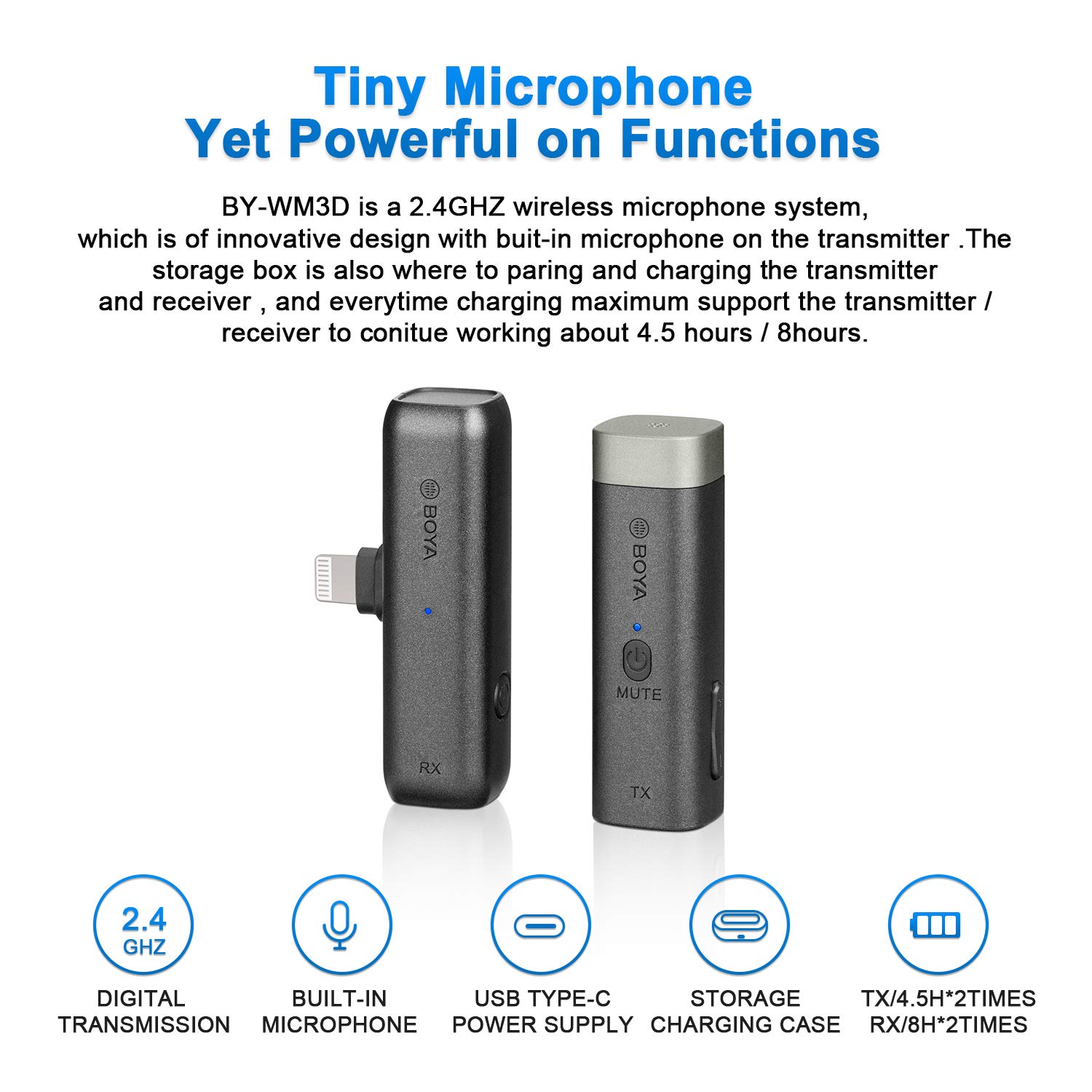 Boya Type C & 3.5 Jack Wireless Microphone with 2.4GHz Transmission Technology (Black) Boya Type C & 3.5 Jack Wireless Microphone with 2.4GHz Transmission Technology (Black)_17