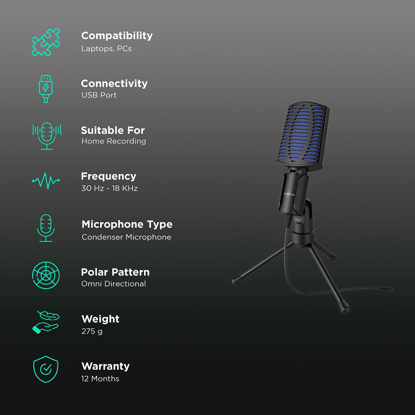 hama Stream 100 USB Wired Microphone with Distortion Free Audio (Black)_2