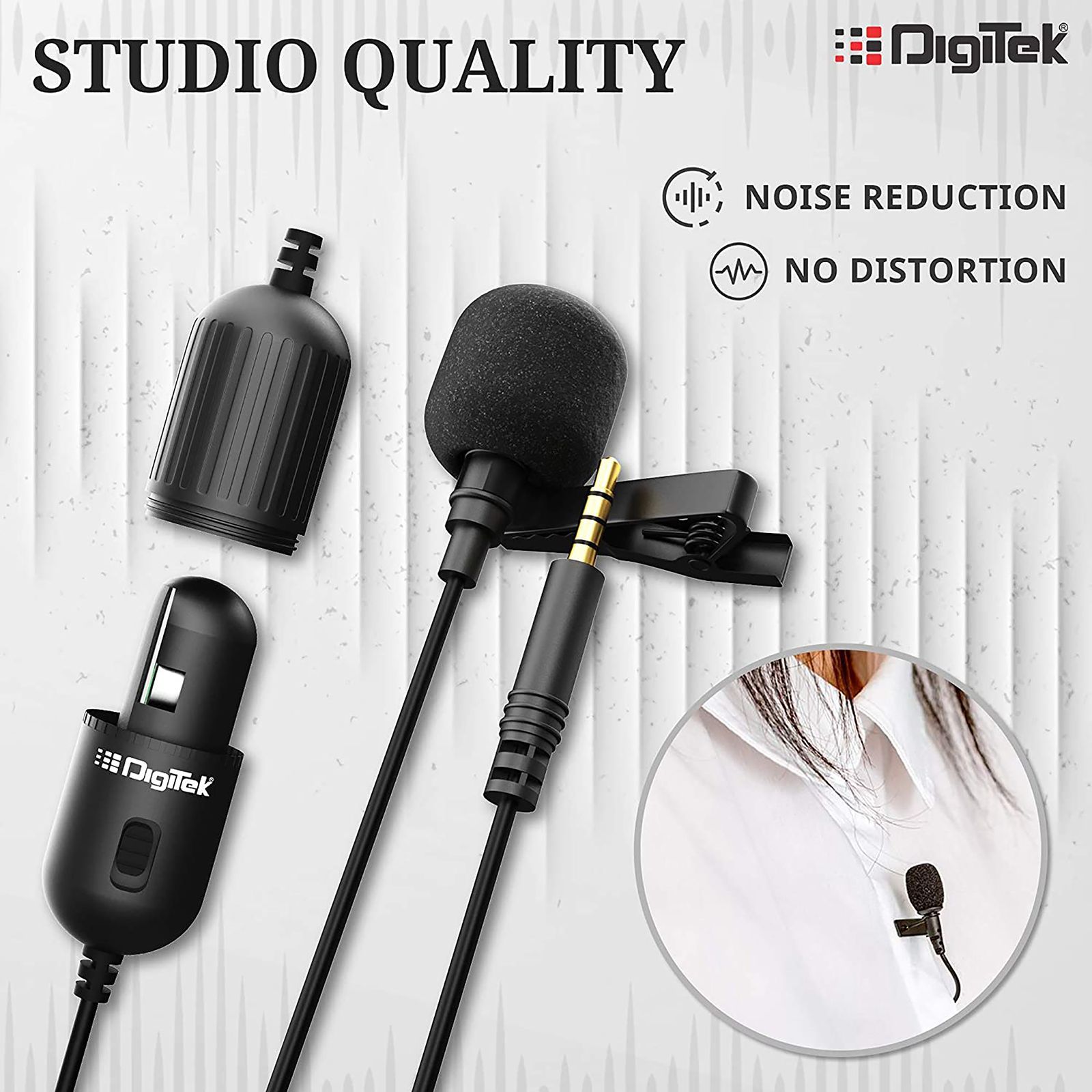 DigiTek DM-01 3.5 Jack Wired Microphone with Low Handling Noise (Black)_6