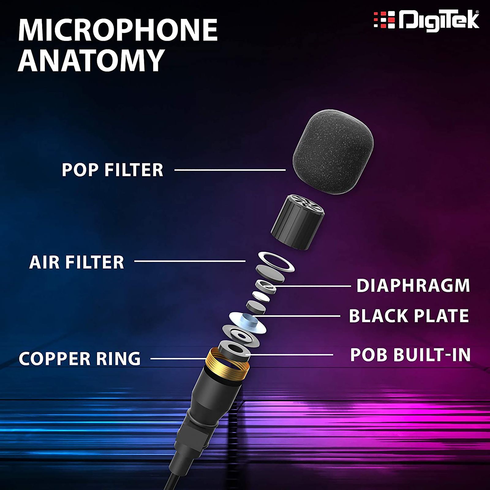 DigiTek DM-02 3.5 Jack Wired Microphone with Noise Reduction (Black)_3