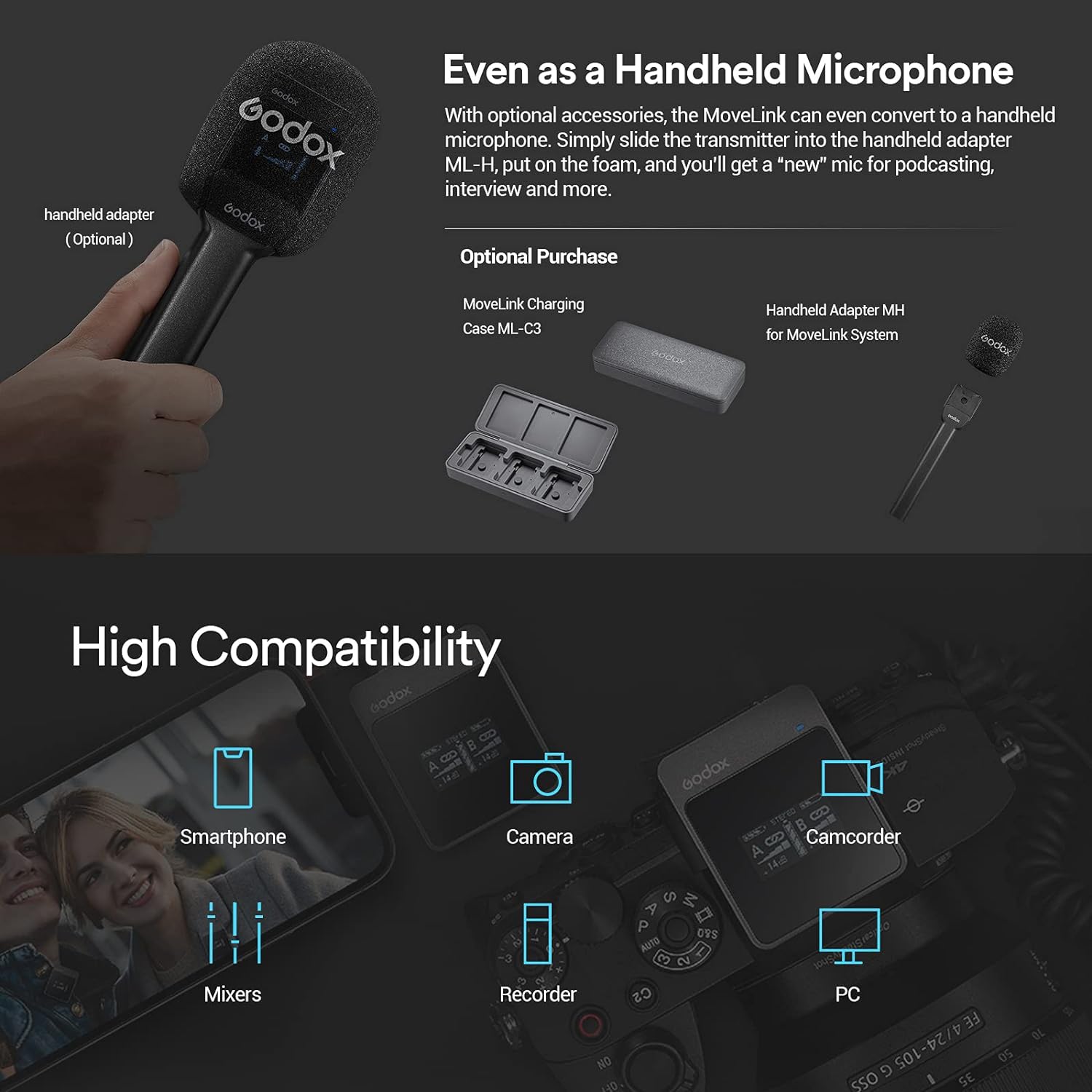 Godox MoveLink M1 Type C & 3.5 Jack Wireless Microphone with Charging Case (Black)_6