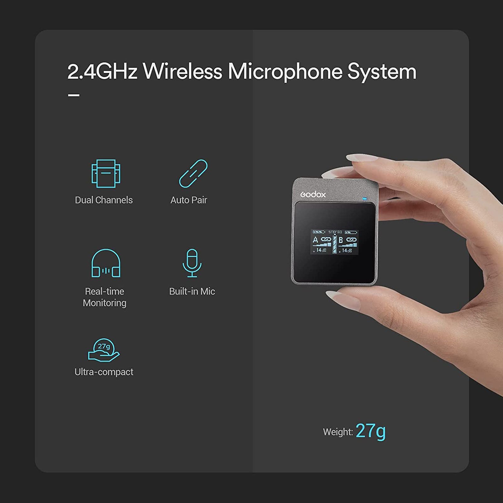 Godox MoveLink M1 Type C & 3.5 Jack Wireless Microphone with Charging Case (Black)_8