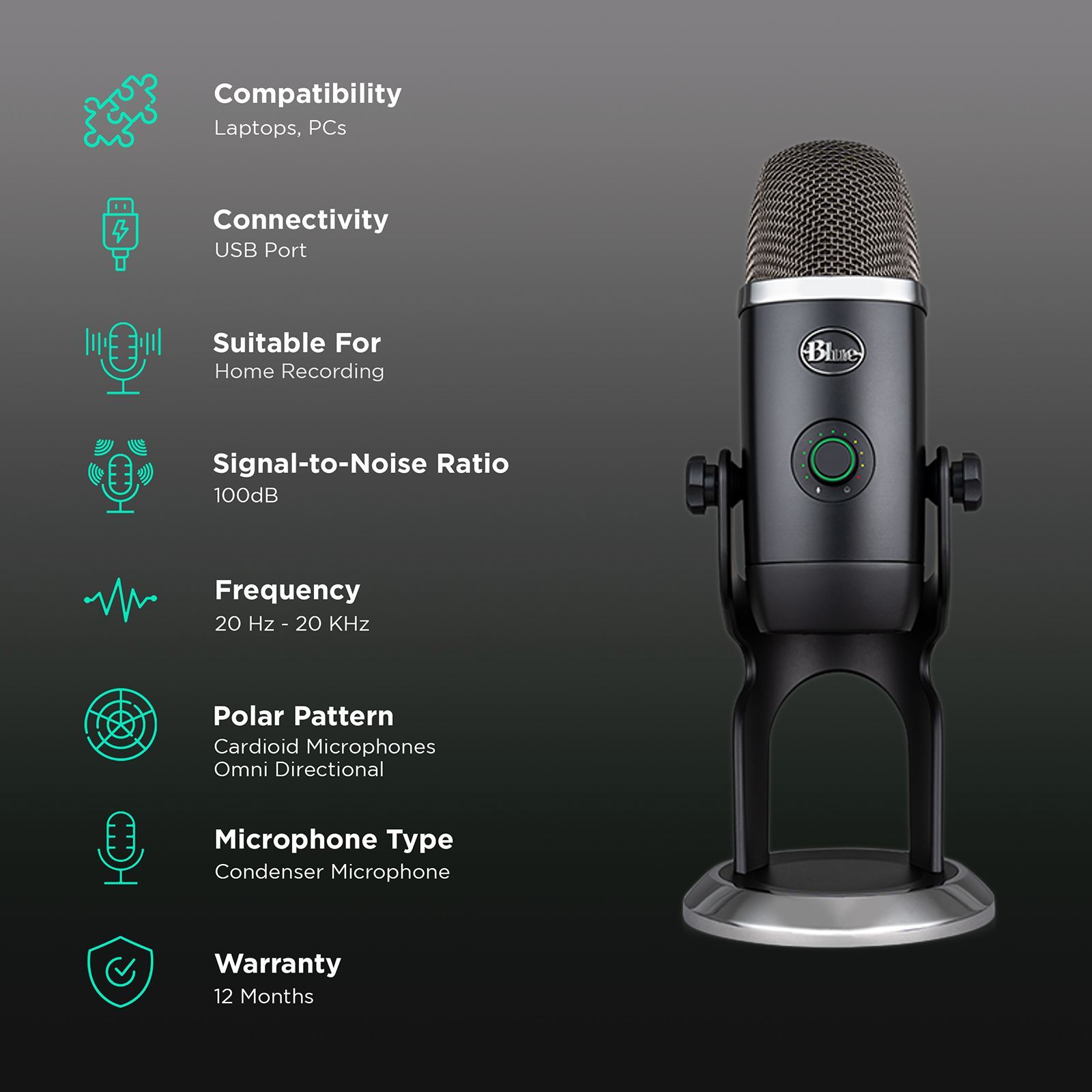 logitech Yeti X USB Wired Microphone with HD Audio (Blackout) logitech Yeti X USB Wired Microphone with HD Audio (Blackout)_2
