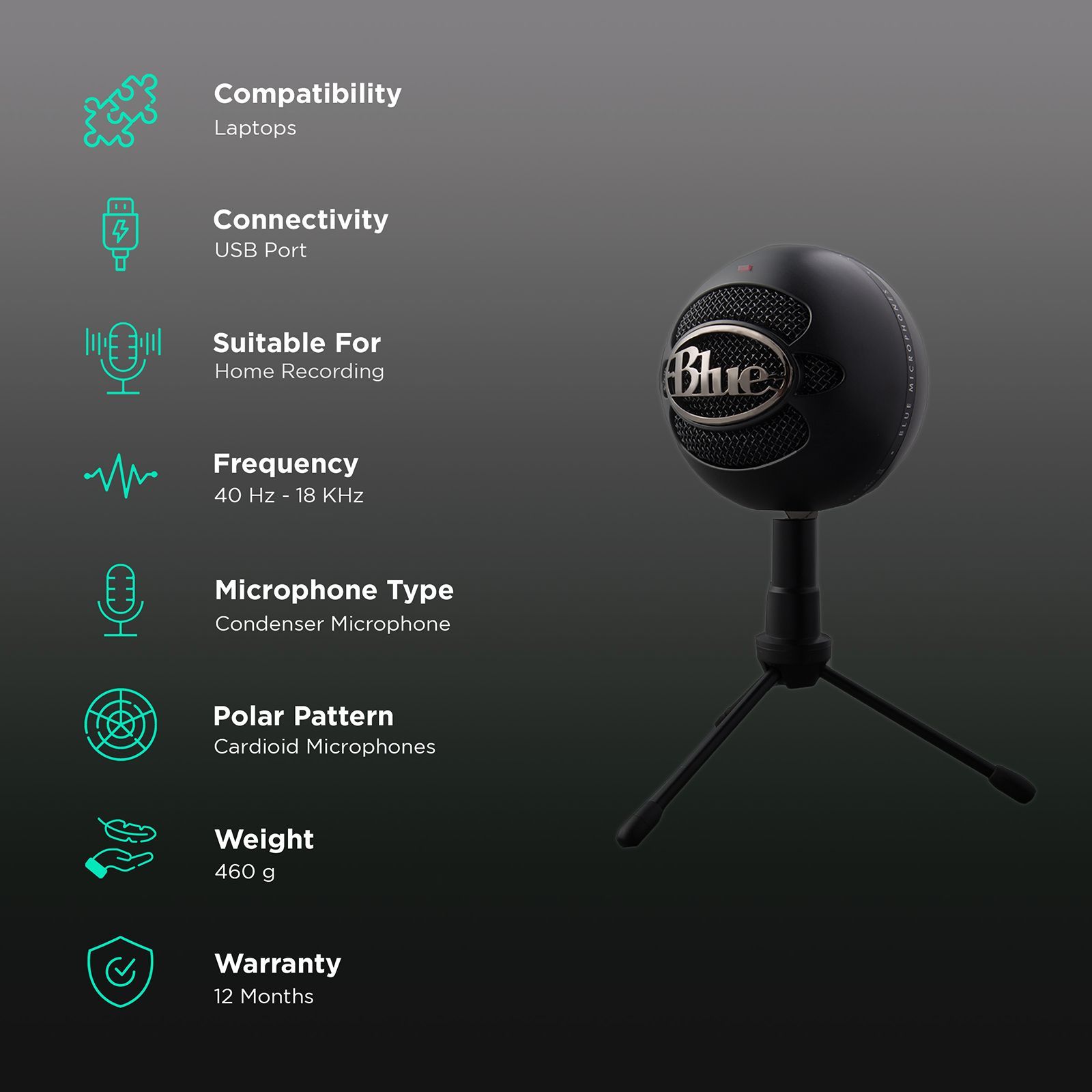 logitech Snowball iCE USB Wired Microphone with Crystal Clear Audio (Black)_2