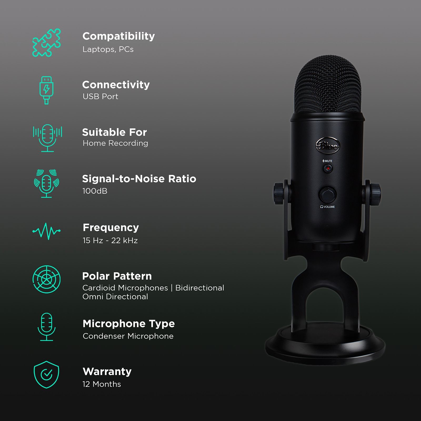 logitech Yeti USB Wired Microphone with HD Audio (Black) logitech Yeti USB Wired Microphone with HD Audio (Black)_2