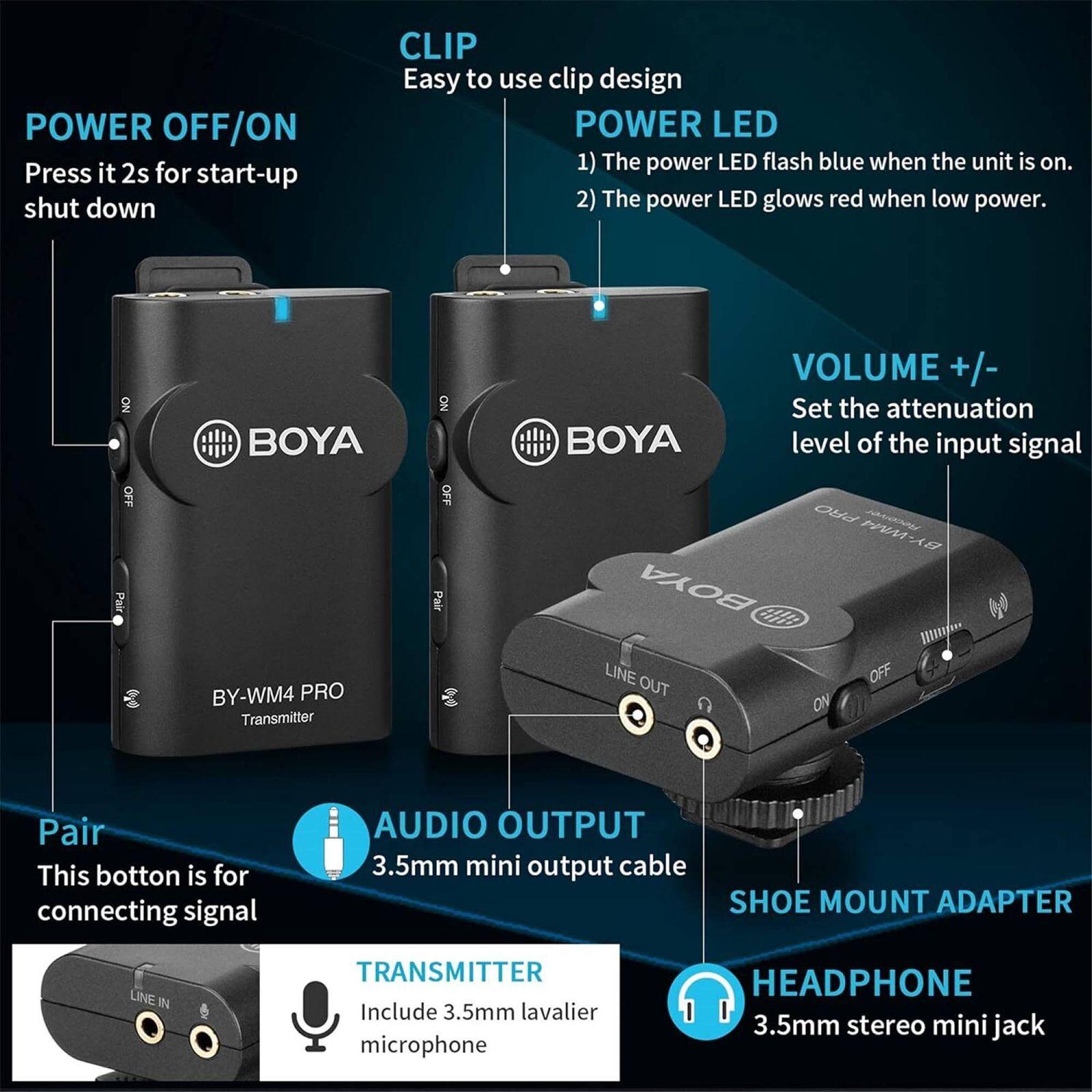Boya 3.5 Jack Wireless Microphone with 2.4GHz Transmission Technology (Black) Boya 3.5 Jack Wireless Microphone with 2.4GHz Transmission Technology (Black)_6