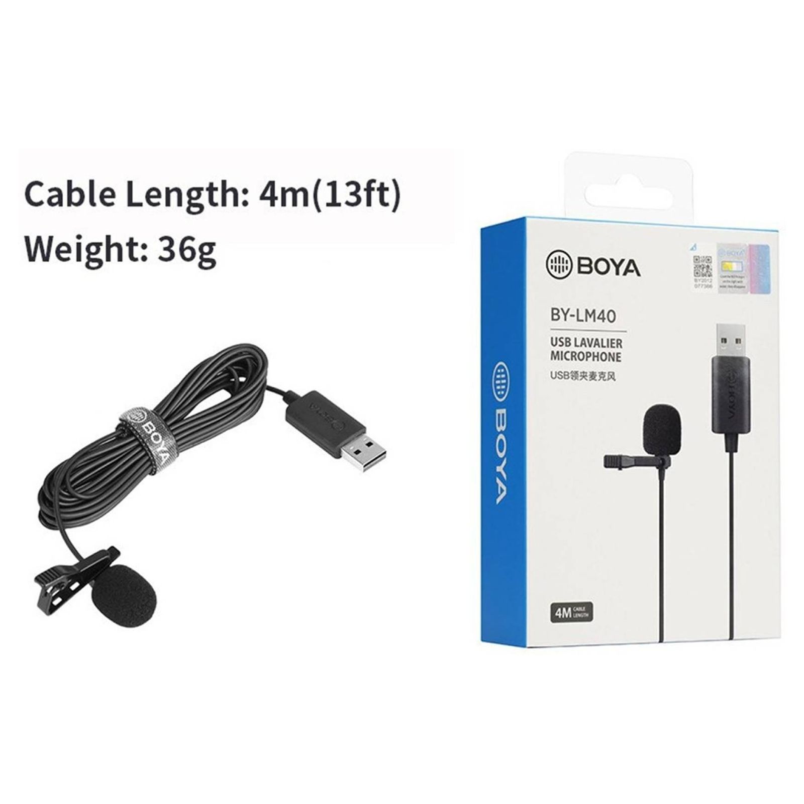 Boya USB Wired Microphone with Clip on Mic (Black)_13
