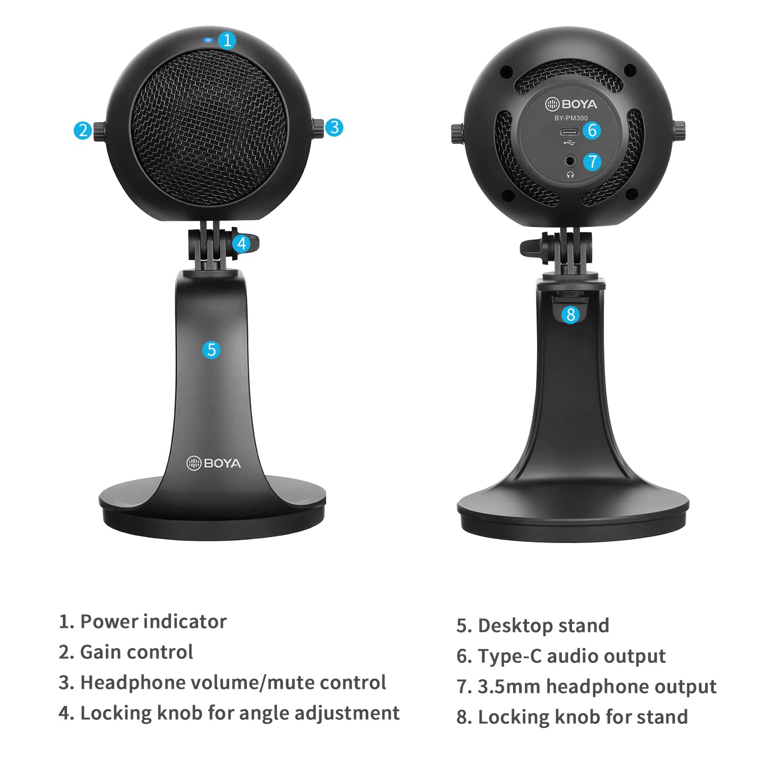 Boya Type C & 3.5 Jack Wired Microphone with Mute Function (Black)_8
