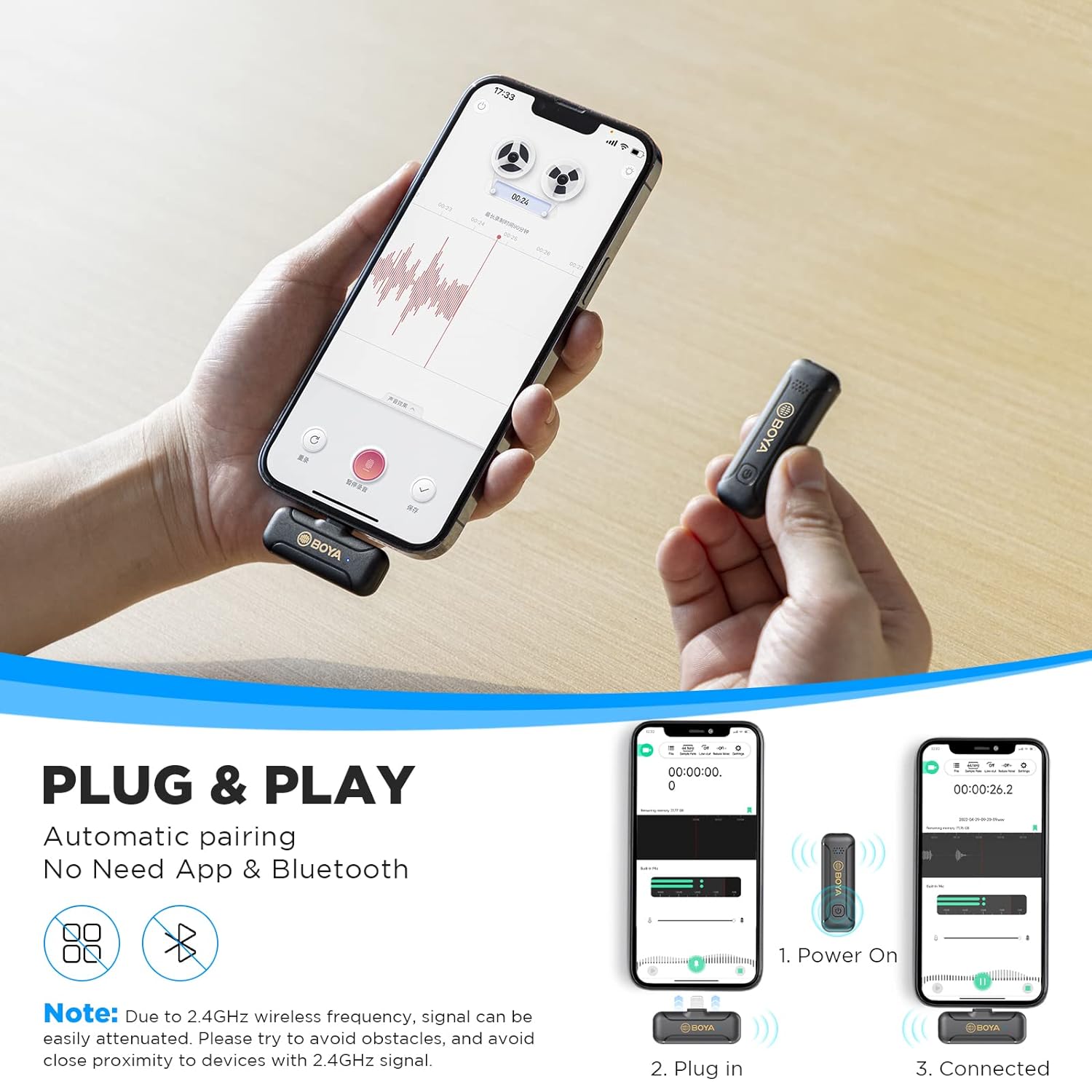 Boya Mini Type C & Lightning Wireless Microphone with Noise Cancellation (Black) Boya Mini Type C & Lightning Wireless Microphone with Noise Cancellation (Black)_3