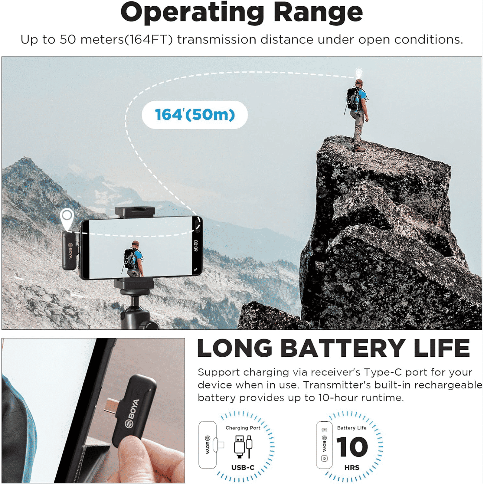 Boya Mini Type C Wireless Microphone with Noise Cancellation (Black)_5