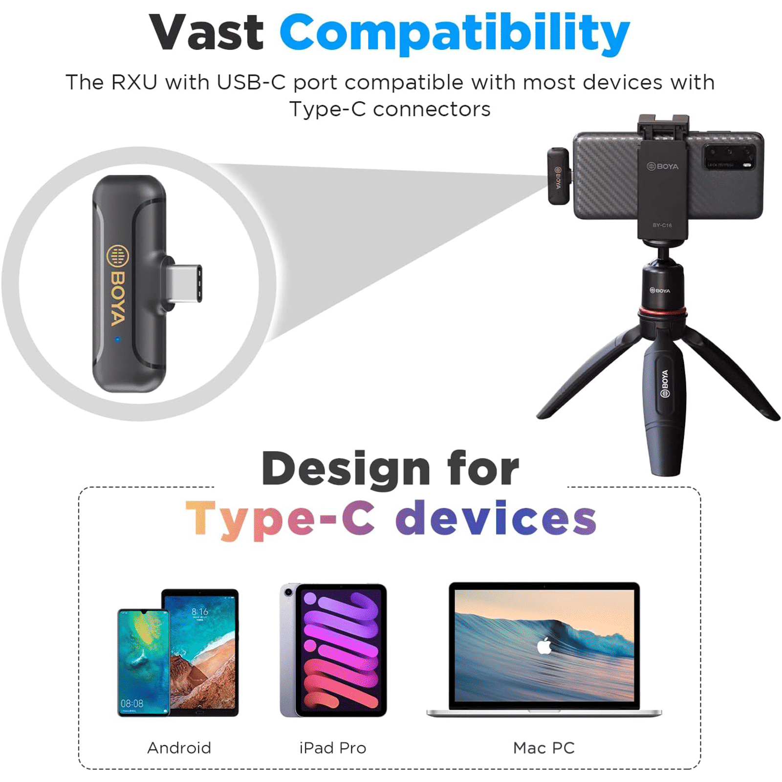 Boya Mini Type C Wireless Microphone with Noise Cancellation (Black)_10