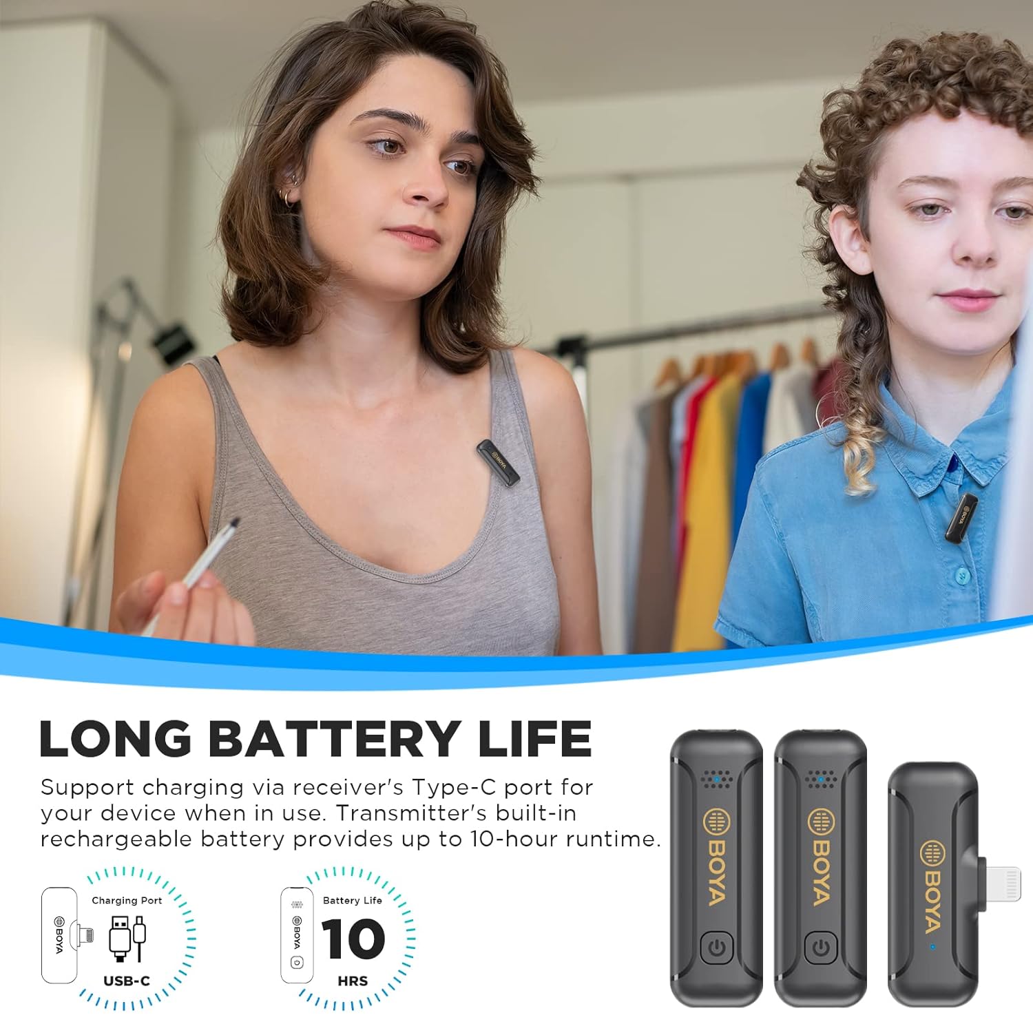 Boya Mini Type C & Lightning Wireless Microphone with Noise Cancellation (Black) Boya Mini Type C & Lightning Wireless Microphone with Noise Cancellation (Black)_6