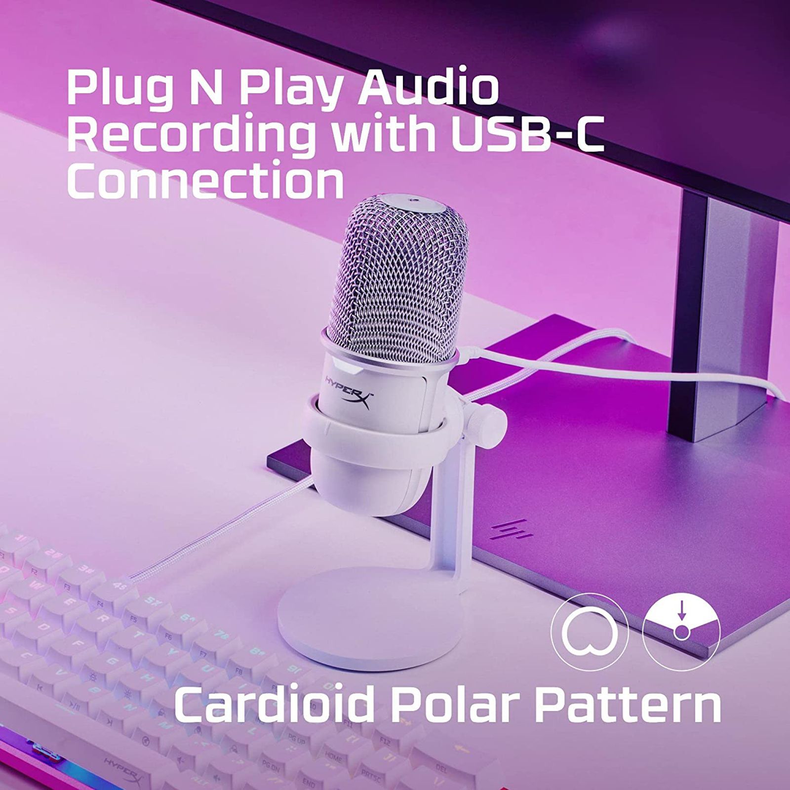 HyperX SoloCast Type C Wired Microphone with Tap-to-Mute Sensor (White)_10