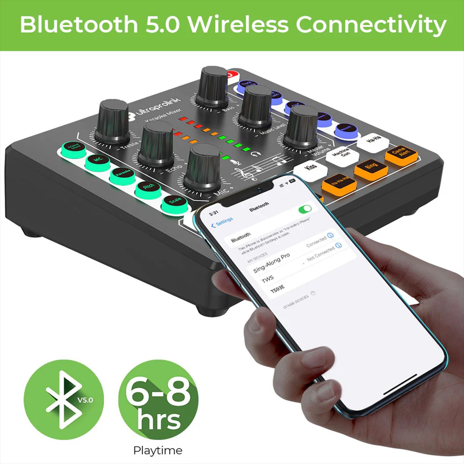 ultraprolink Wireless Karaoke Mixer with Condenser Mic (Black) ultraprolink Wireless Karaoke Mixer with Condenser Mic (Black)_4