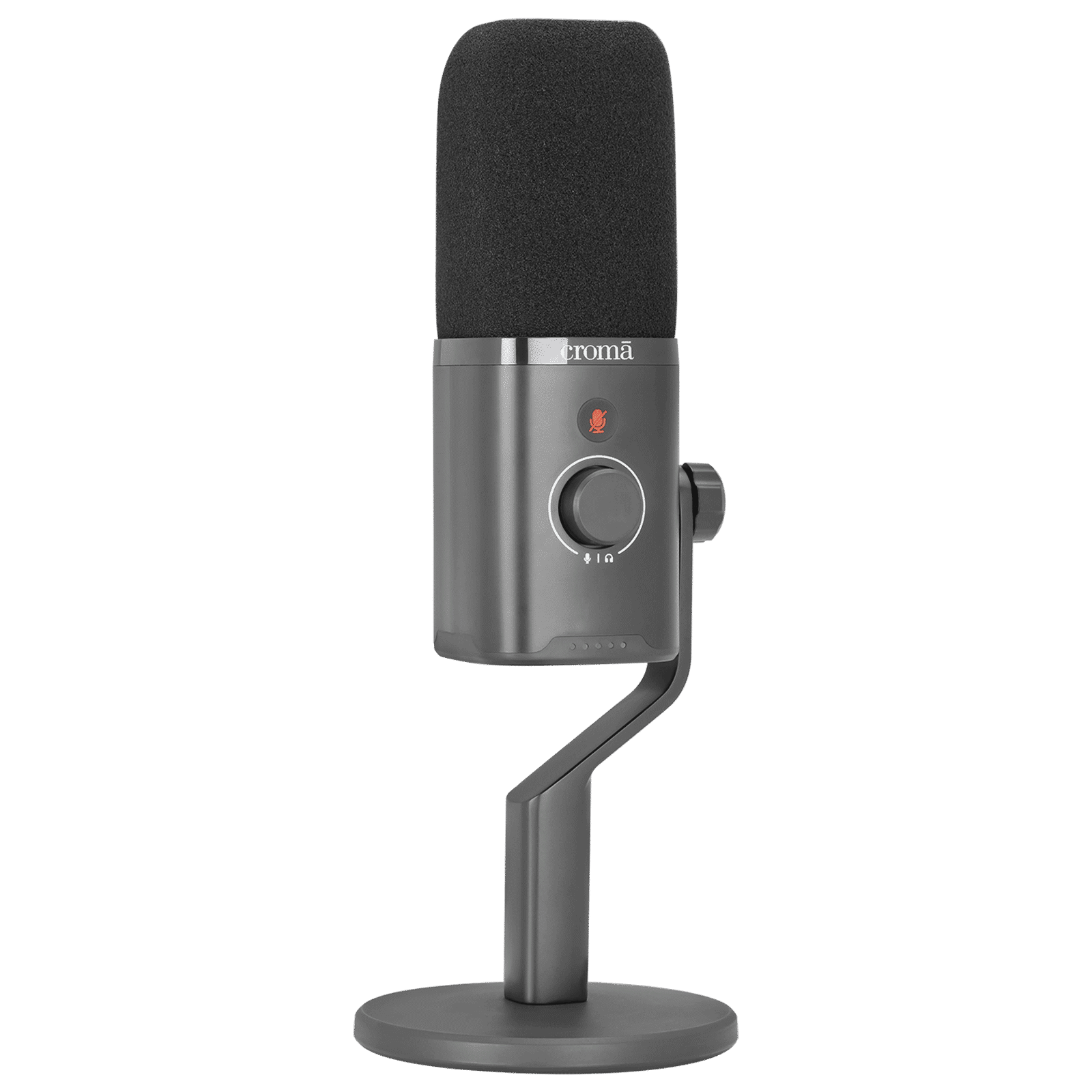 Croma USB, XLR & 3.5 Jack Wired Microphone with Touch Mute Button (Black)_2