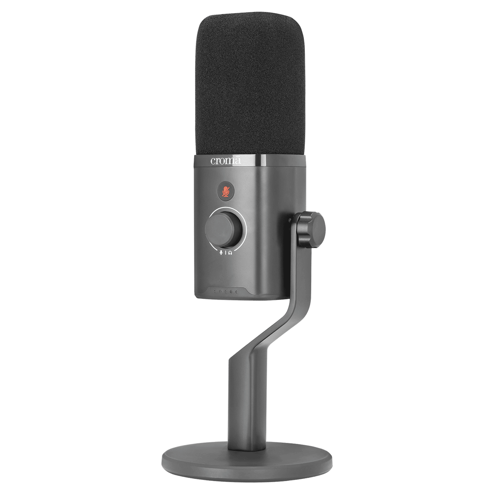 Croma USB, XLR & 3.5 Jack Wired Microphone with Touch Mute Button (Black)_3