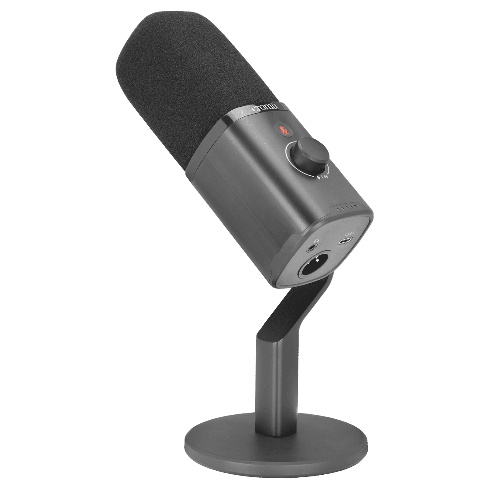 Croma USB, XLR & 3.5 Jack Wired Microphone with Touch Mute Button (Black)_4