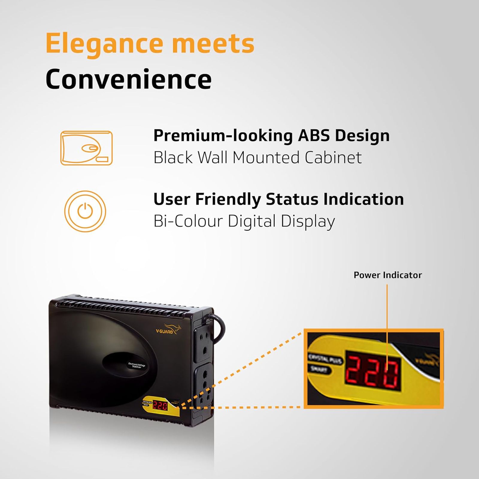 V-Guard Crystal Plus 3 Amps Voltage Stabilizer For Up to 140cm (55") TV + 1 SetTop Box + 1 Home Theatre (90 - 290 V, Thermal Overload Protection, Black) V-Guard Crystal Plus 3 Amps Voltage Stabilizer For Up to 140cm (55") TV + 1 SetTop Box + 1 Home Theatre (90 - 290 V, Thermal Overload Protection, Black)_5