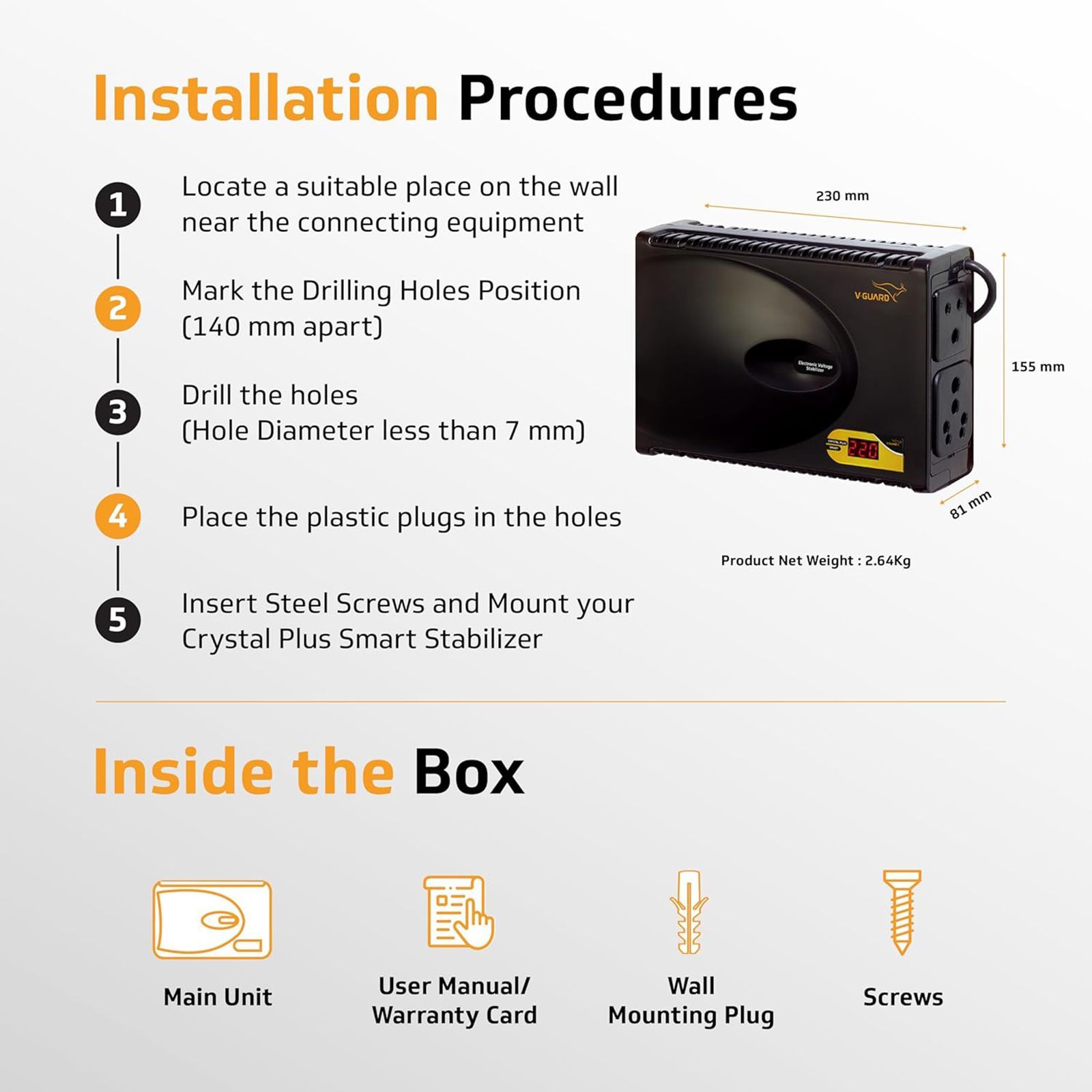 V-Guard Crystal Plus 3 Amps Voltage Stabilizer For Up to 140cm (55") TV + 1 SetTop Box + 1 Home Theatre (90 - 290 V, Thermal Overload Protection, Black) V-Guard Crystal Plus 3 Amps Voltage Stabilizer For Up to 140cm (55") TV + 1 SetTop Box + 1 Home Theatre (90 - 290 V, Thermal Overload Protection, Black)_6