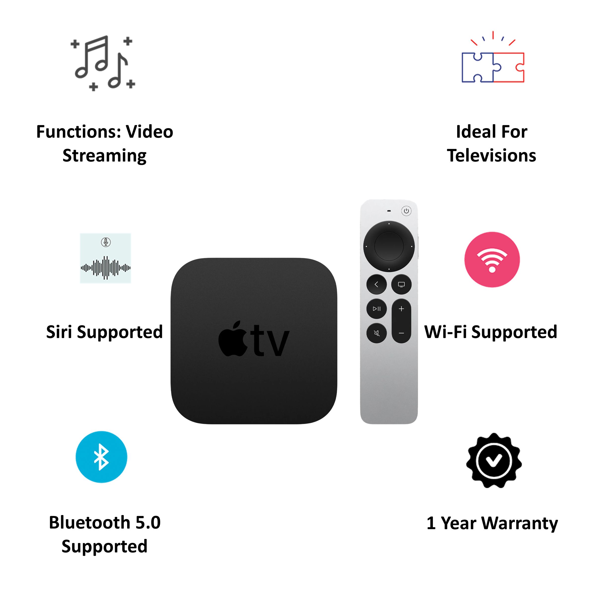 Apple TV HD 32GB Media Streaming Box (Siri Remote, MHY93HN/A, Black)_5