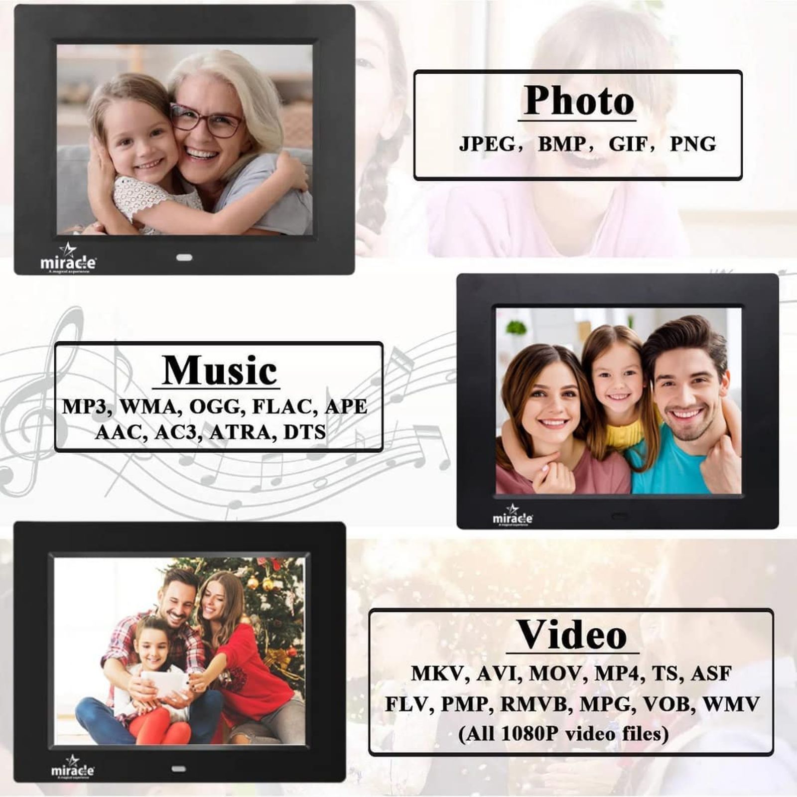 Miracle Digital 20.32cm (8 Inches) Digital Photo Frame (Stereo Speaker, MD002, Black)_6