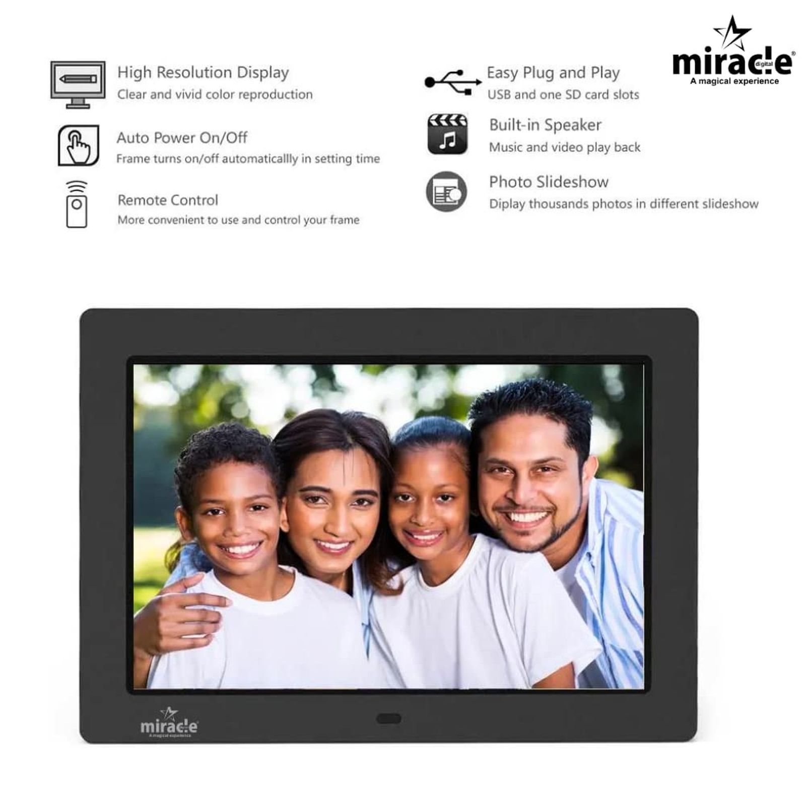Miracle Digital 25.4cm (10 Inches) Digital Photo Frame (Stereo Speaker, MD003, Black)_7