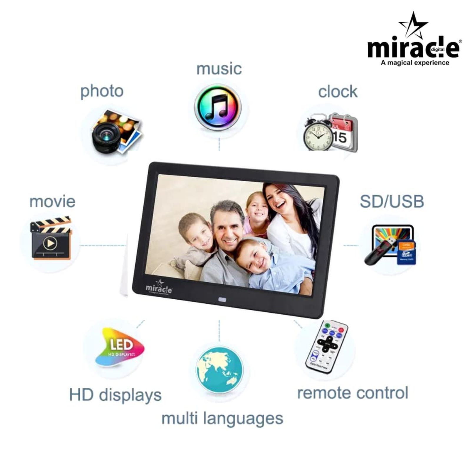Miracle Digital 25.4cm (10 Inches) Digital Photo Frame (Stereo Speaker, MD003, Black)_3