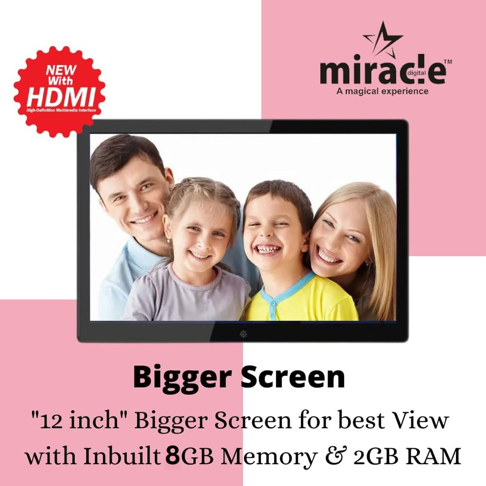 Miracle Digital 30.48cm (12 Inches) Digital Photo Frame (Stereo Speaker, MD004, Black)_10
